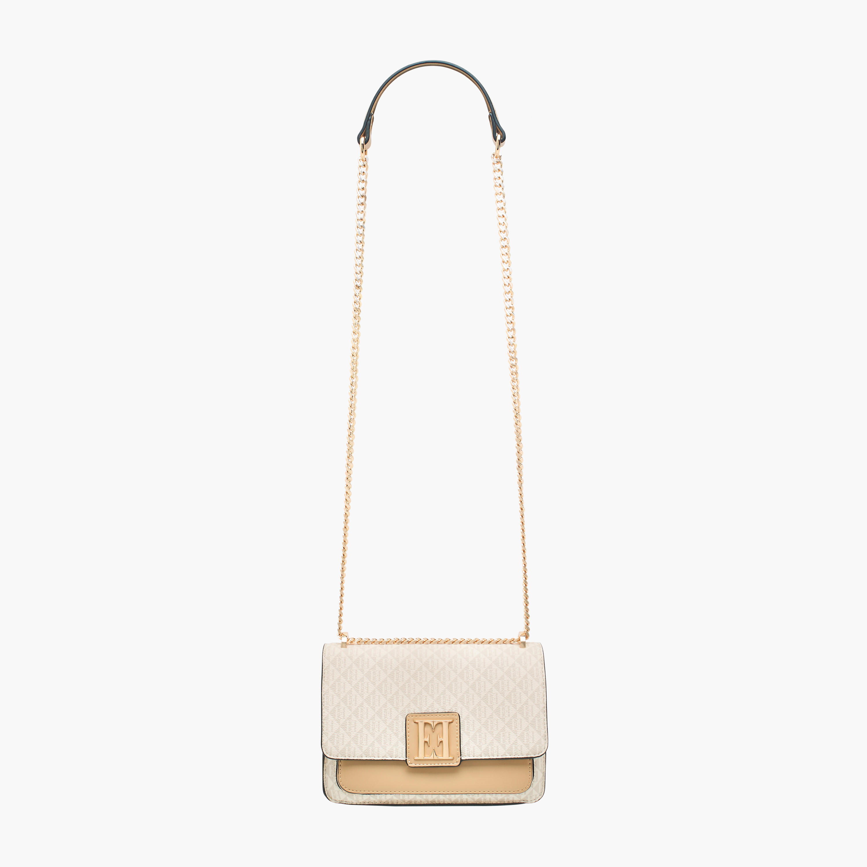 Elle Monogram Print Crossbody Bag with Adjustable Strap and Flap Closure-women-bagsandwallets-handbags-image-2