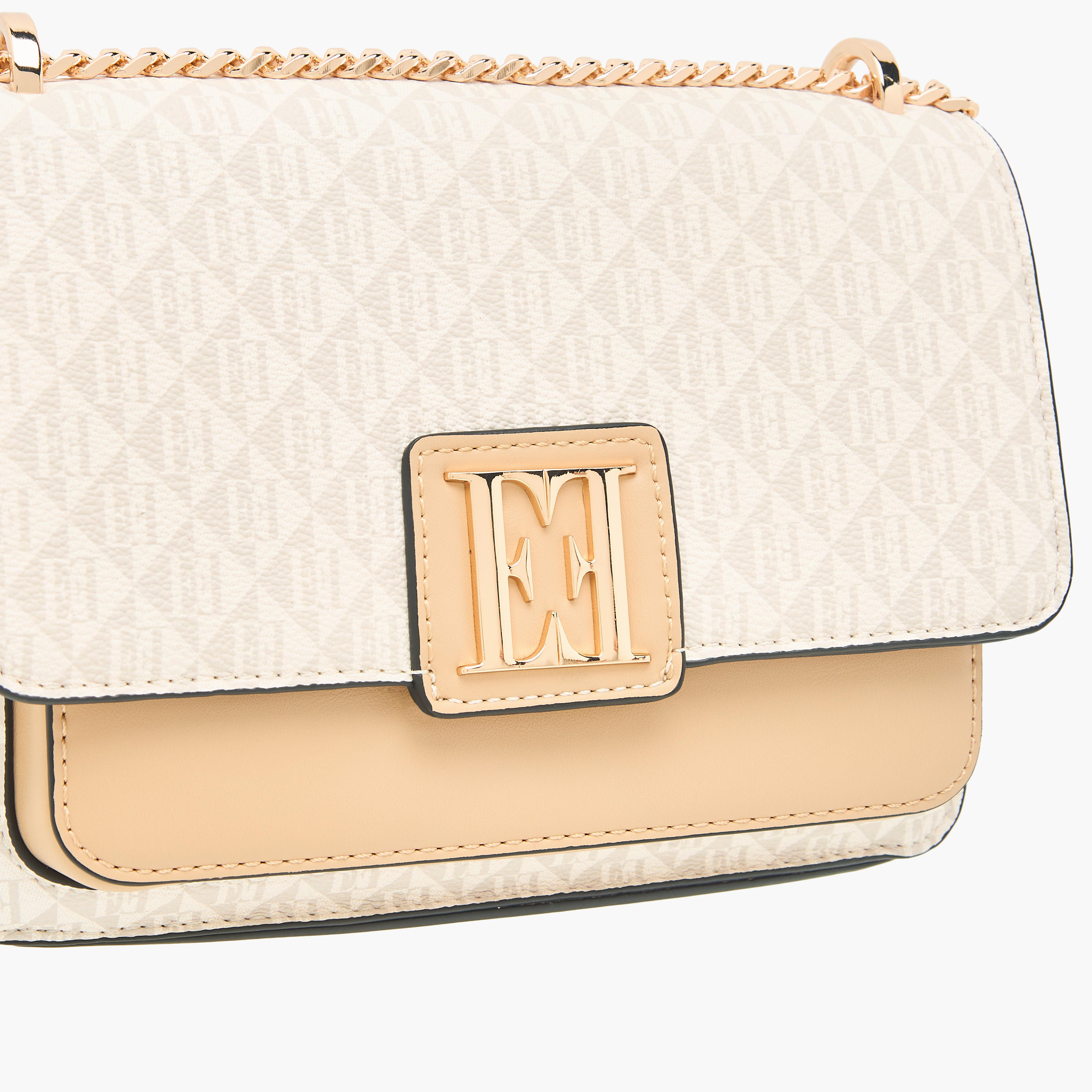 Elle Monogram Print Crossbody Bag with Adjustable Strap and Flap Closure-women-bagsandwallets-handbags-image-4
