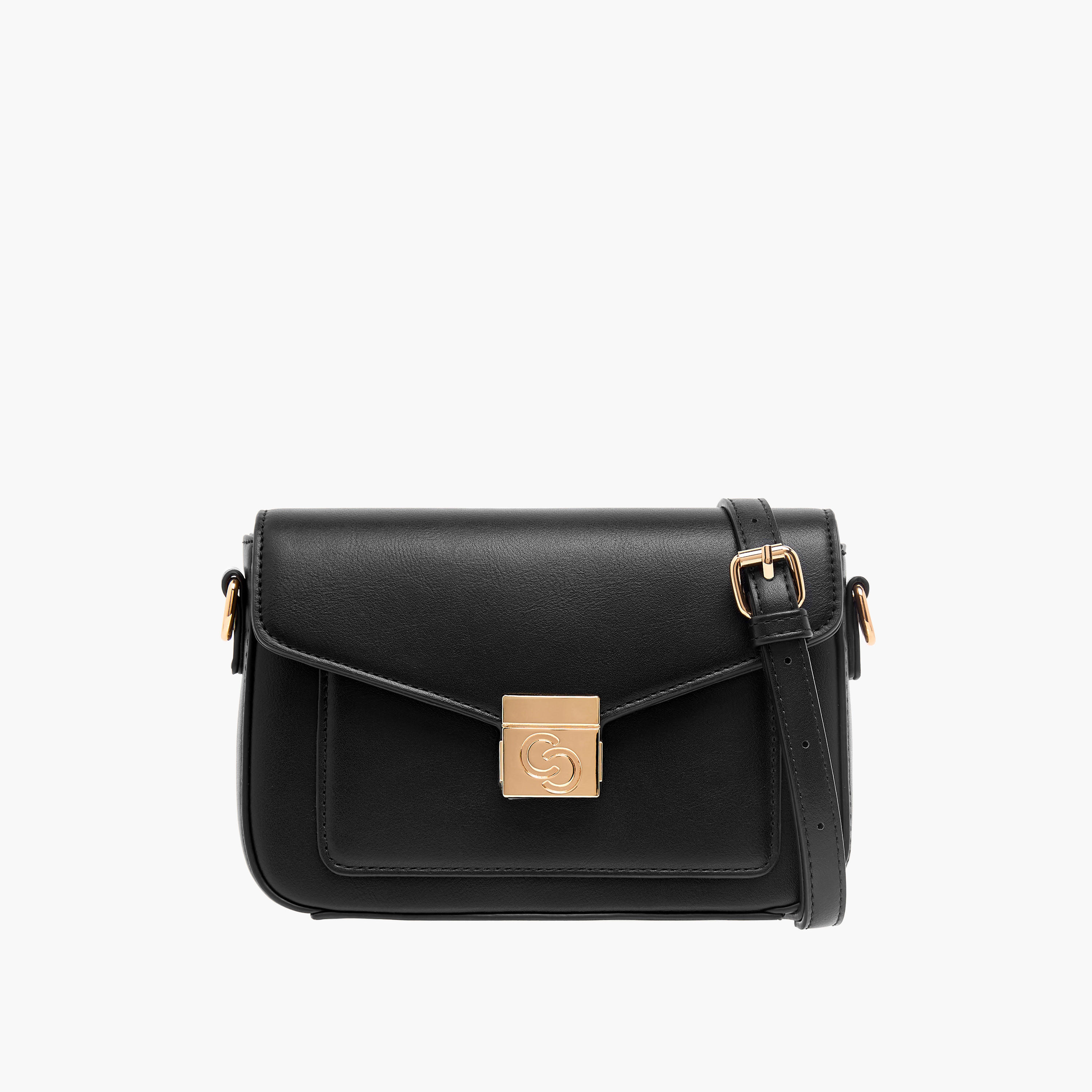 Celeste Solid Crossbody Bag with Flap Closure and Adjustable Strap-women-bagsandwallets-handbags-image-1