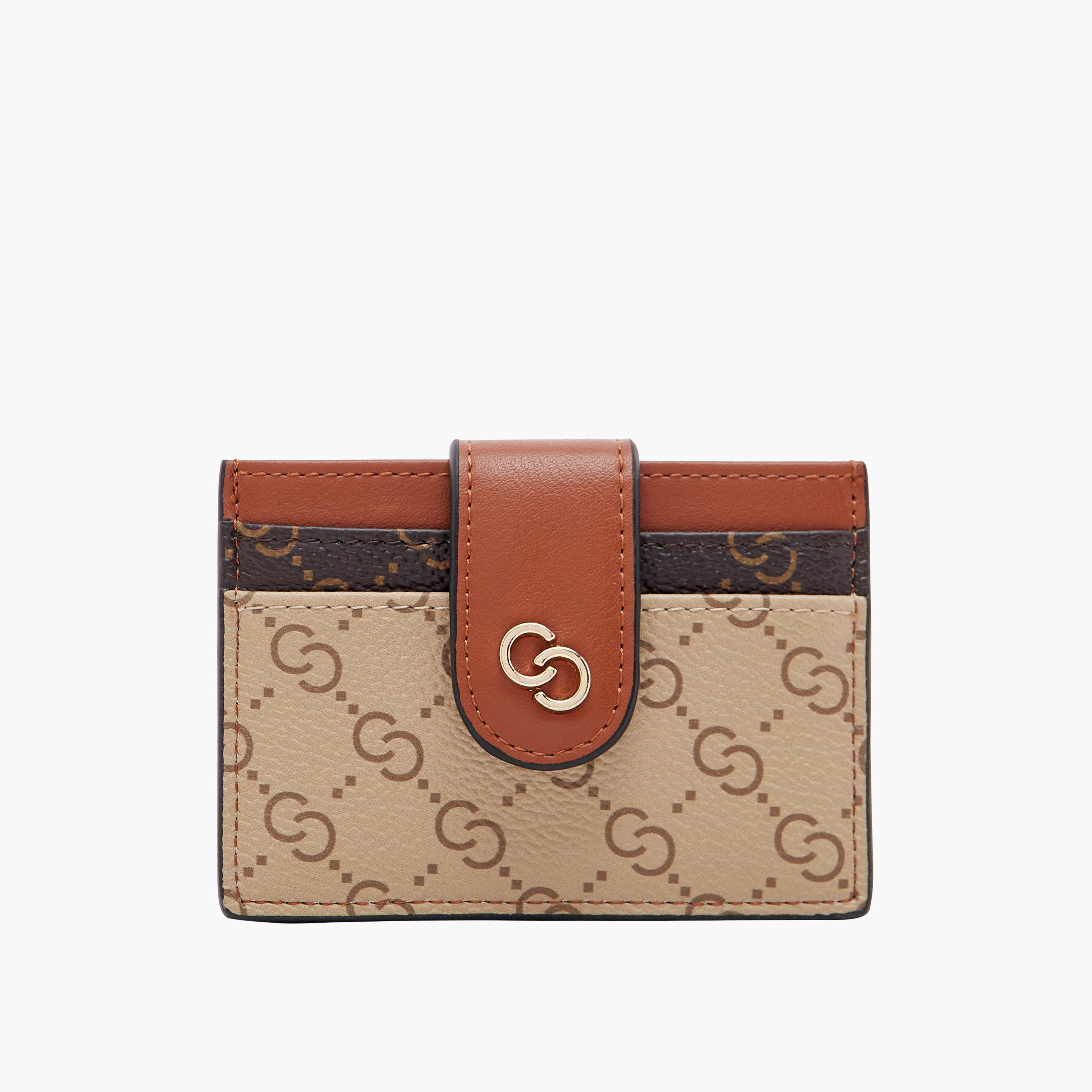 حامل بطاقات بطبعات مونوجرام وزر إغلاق من سيليست-women-bagsandwallets-handbags-image-1