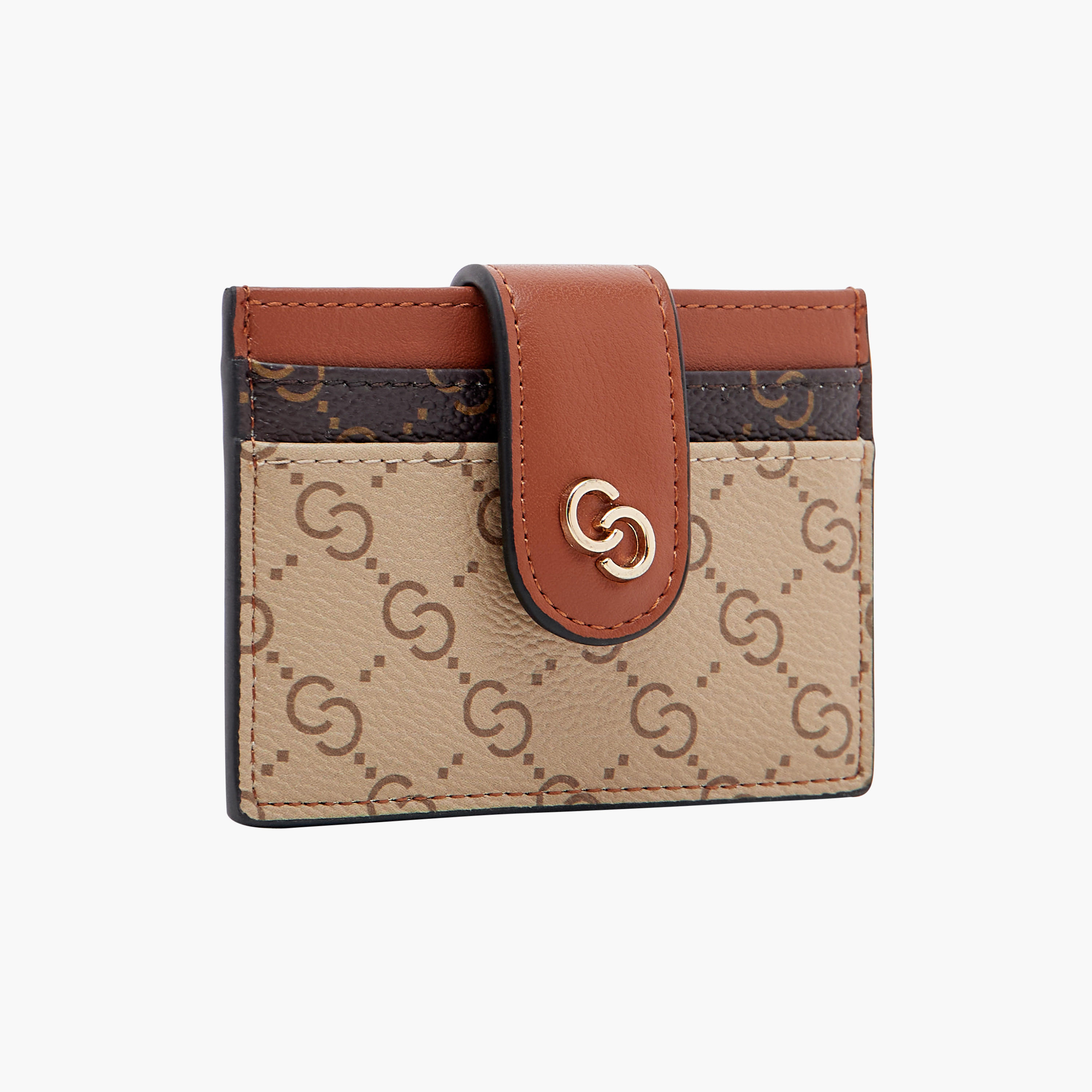 حامل بطاقات بطبعات مونوجرام وزر إغلاق من سيليست-women-bagsandwallets-handbags-image-2