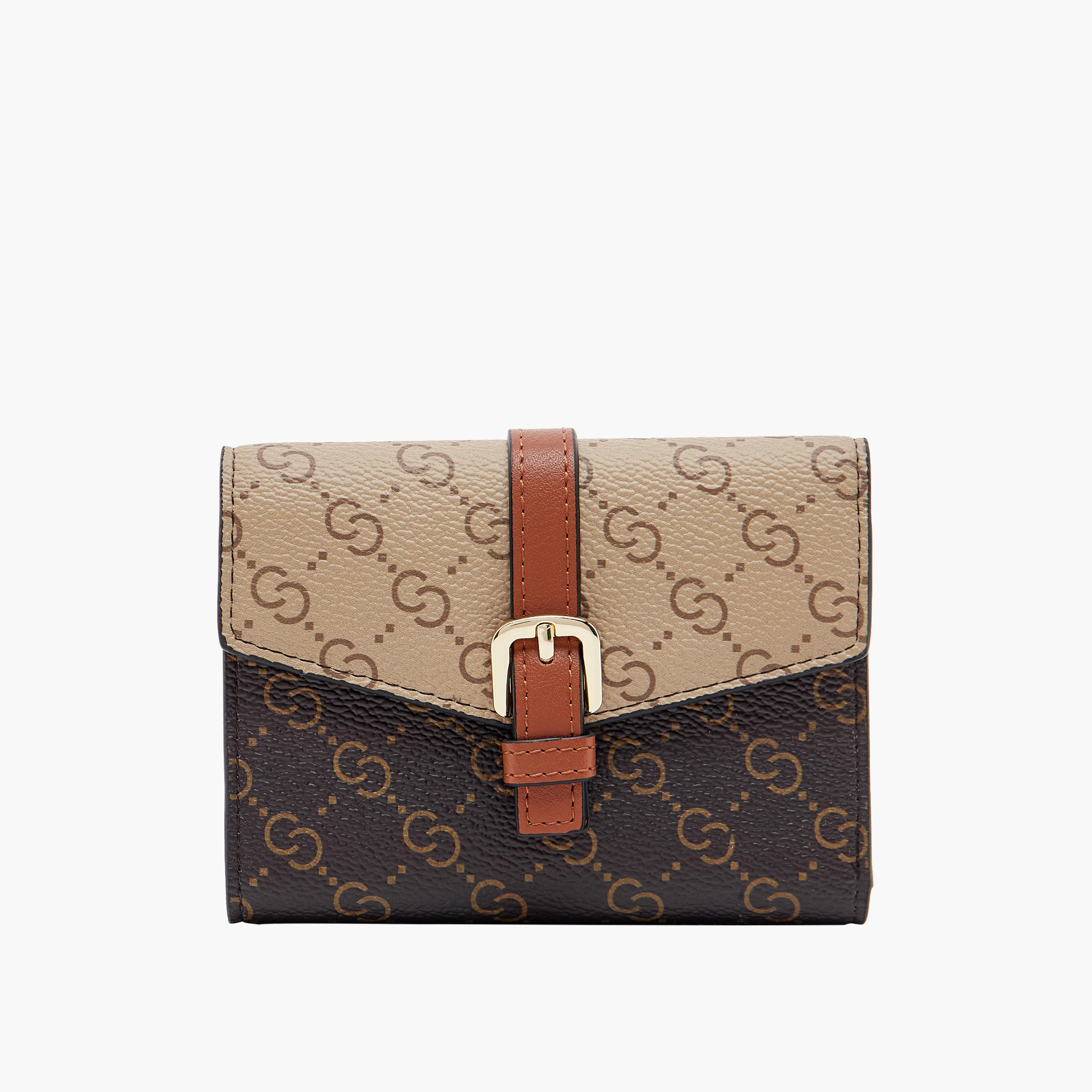 Celeste Monogram Print Bi-Fold Wallet with Magnetic Closure-women-bagsandwallets-wallets-image-1