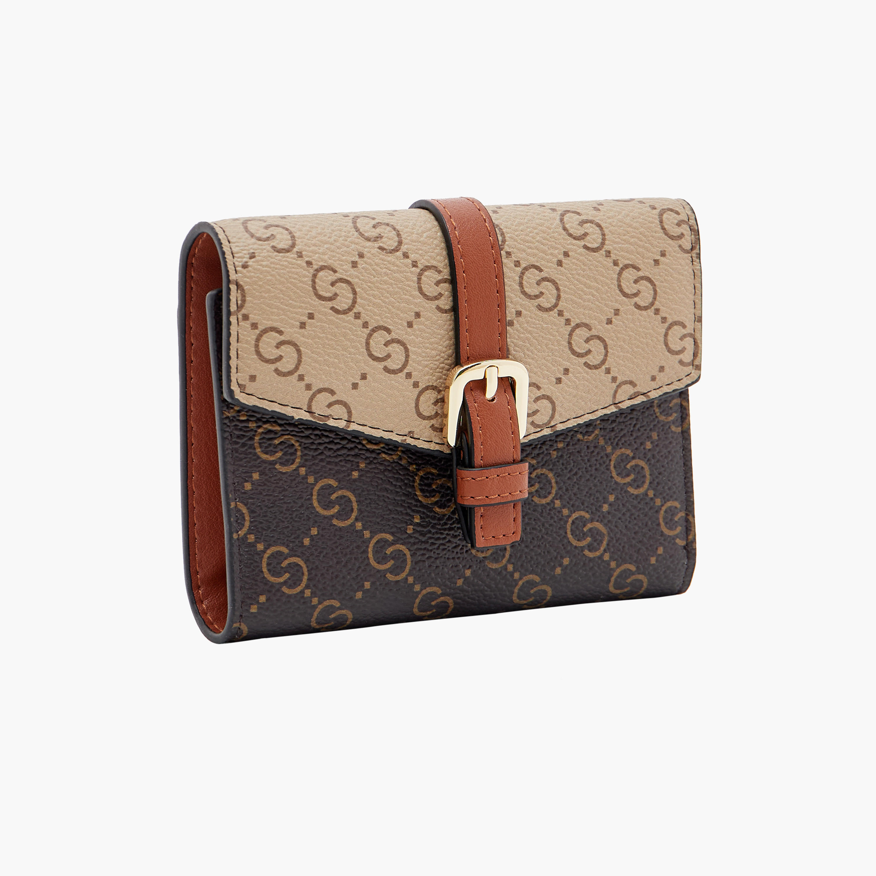 Celeste Monogram Print Bi-Fold Wallet with Magnetic Closure-women-bagsandwallets-wallets-image-2