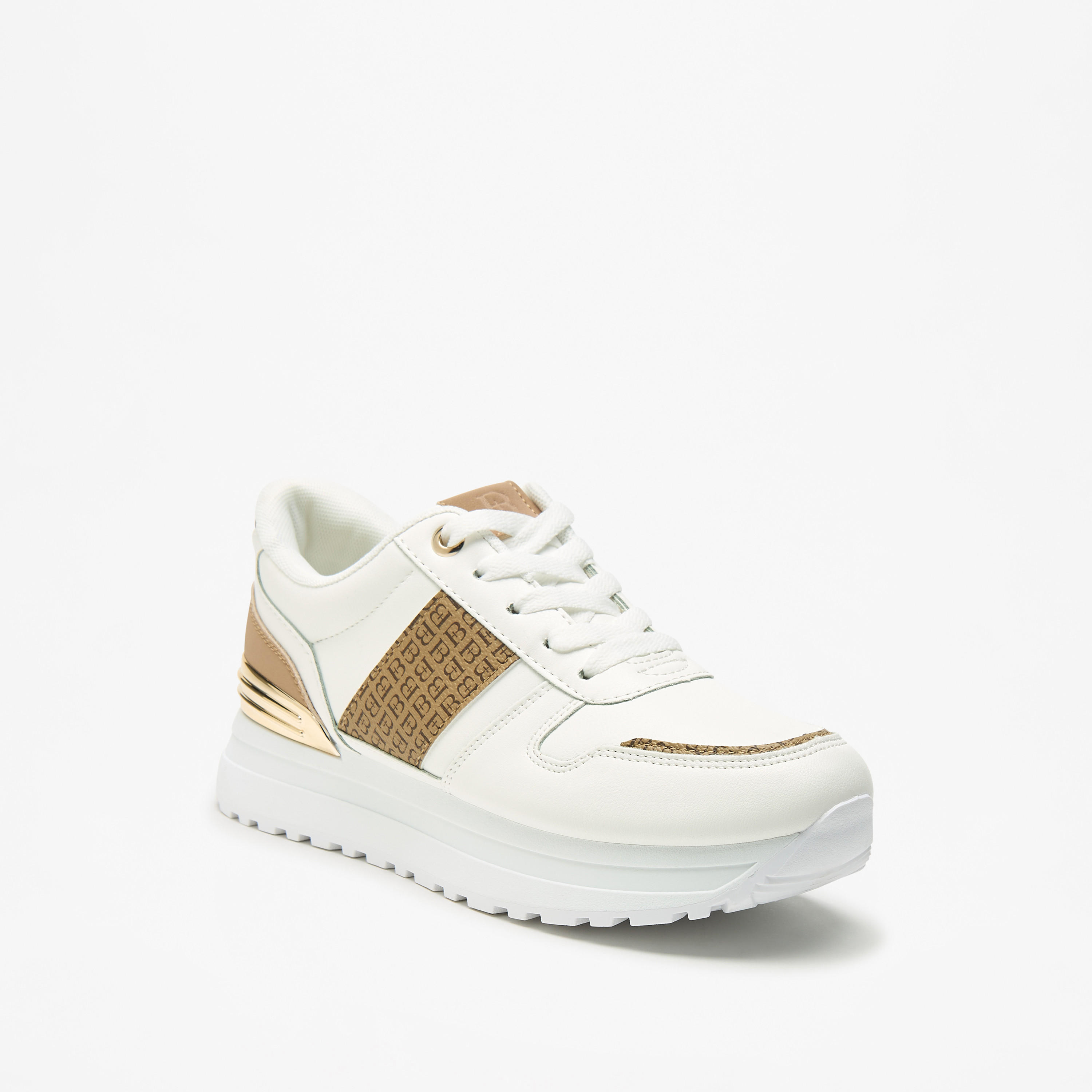 Flora Bella Monogram Panelled Lace-Up Ankle Sneakers with Metallic Detail-women-shoes-sneakers-image-1