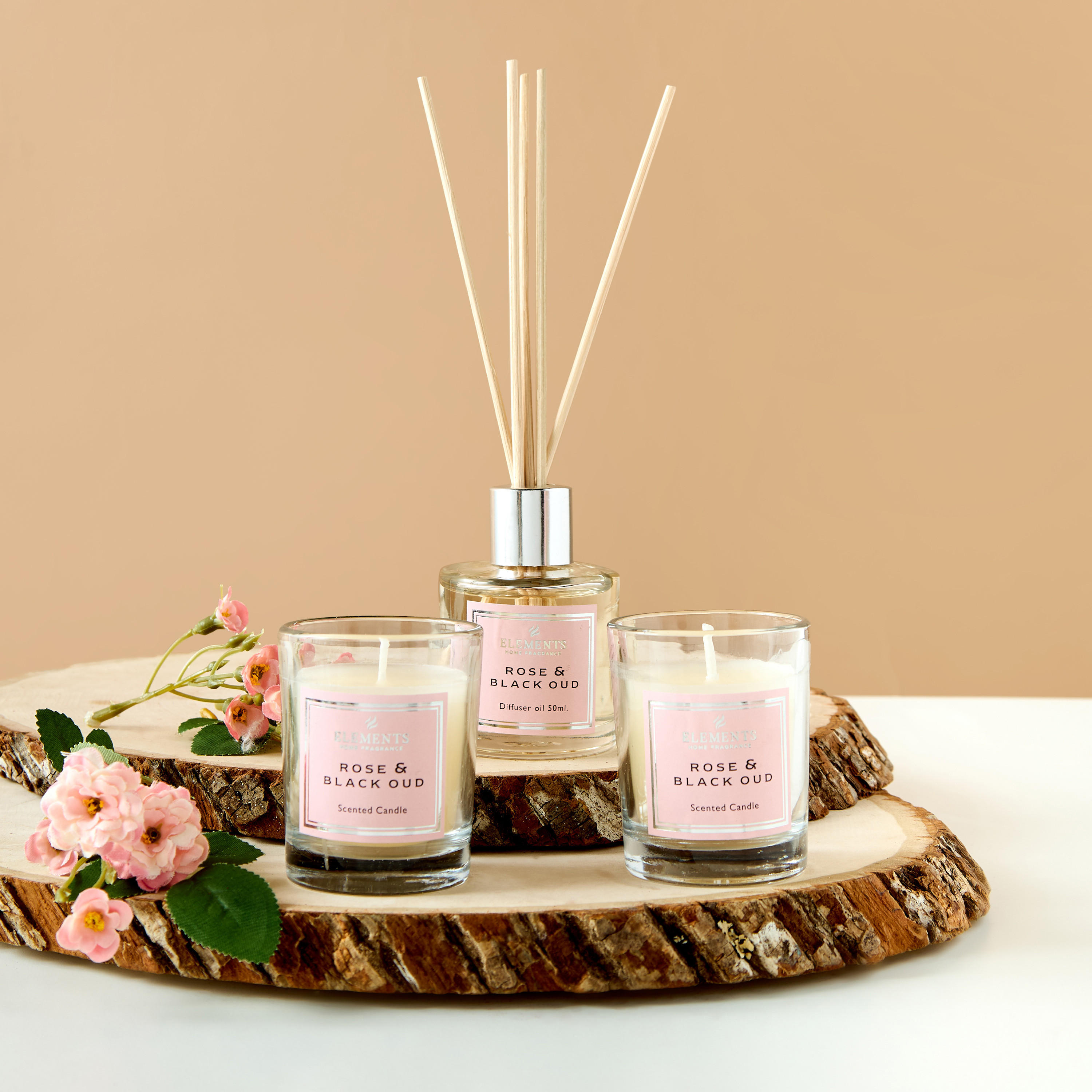 Elements Rose and Black Oud Reed Diffuser and Jar Candle Gift Set-household-homefragrance-fragrancegiftset-image-1