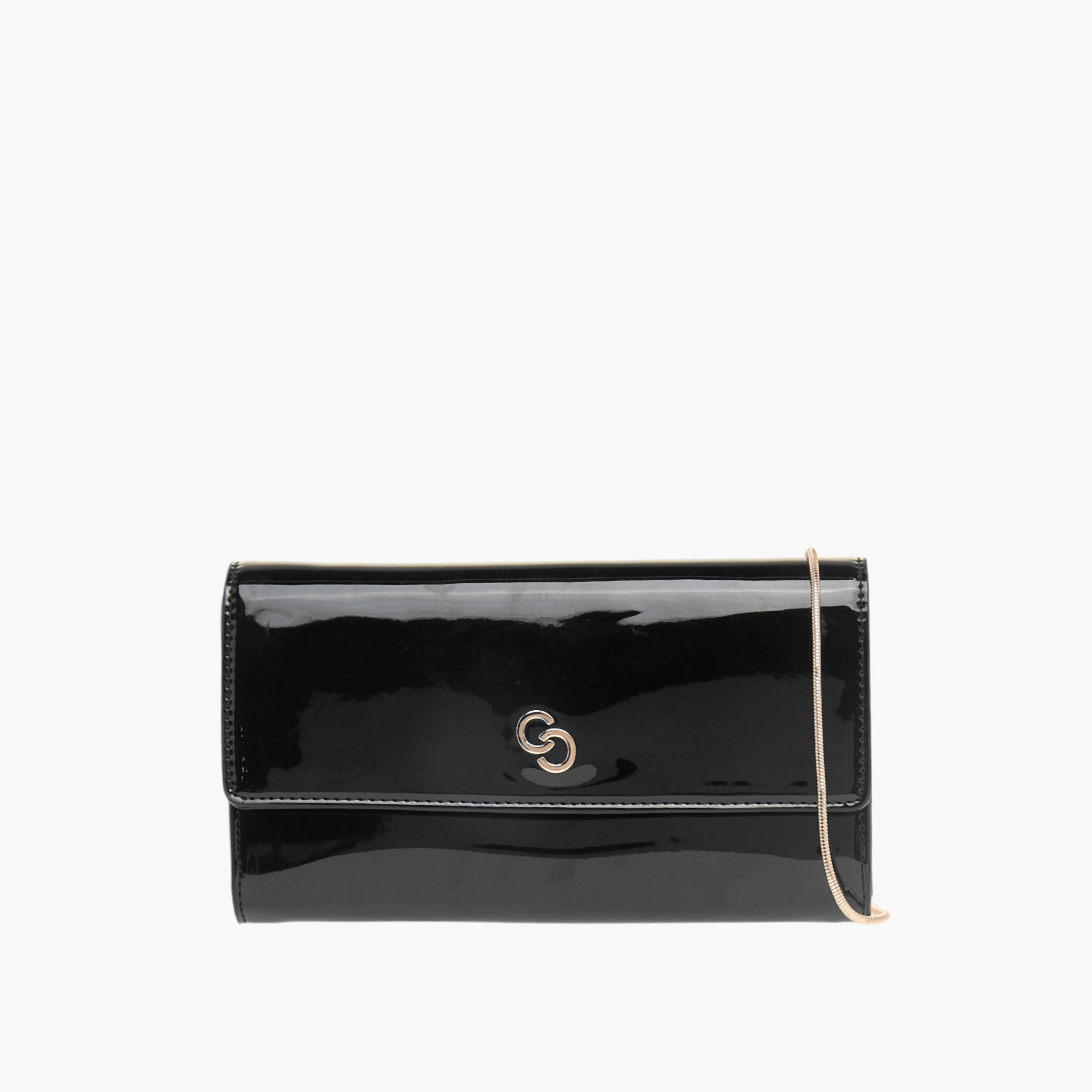 شنطة كلاتش سادة بحزام سلسلة قابل للفصل وطية إغلاق من سيليست-women-bagsandwallets-wallets-image-1