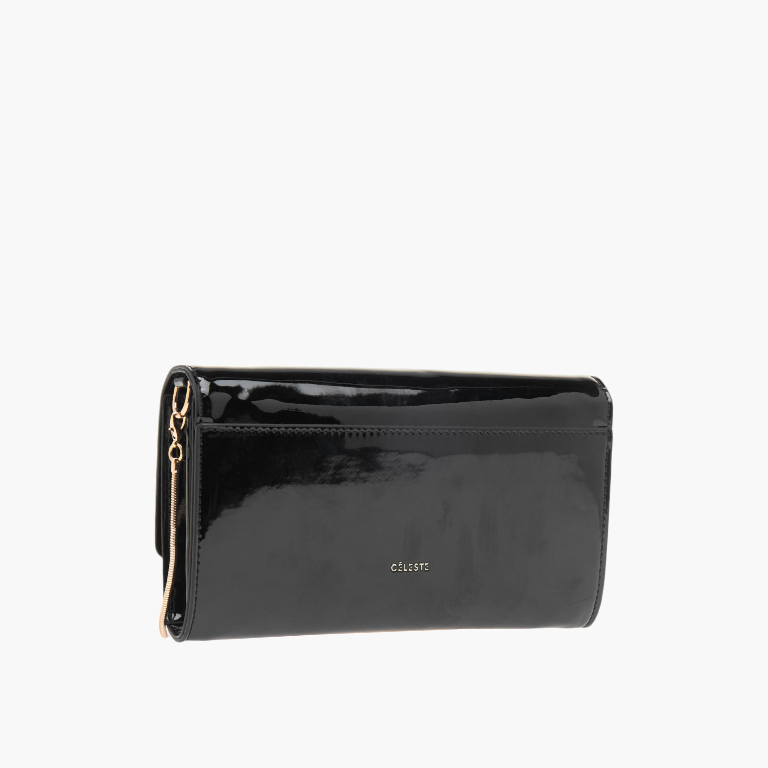 شنطة كلاتش سادة بحزام سلسلة قابل للفصل وطية إغلاق من سيليست-women-bagsandwallets-wallets-image-3