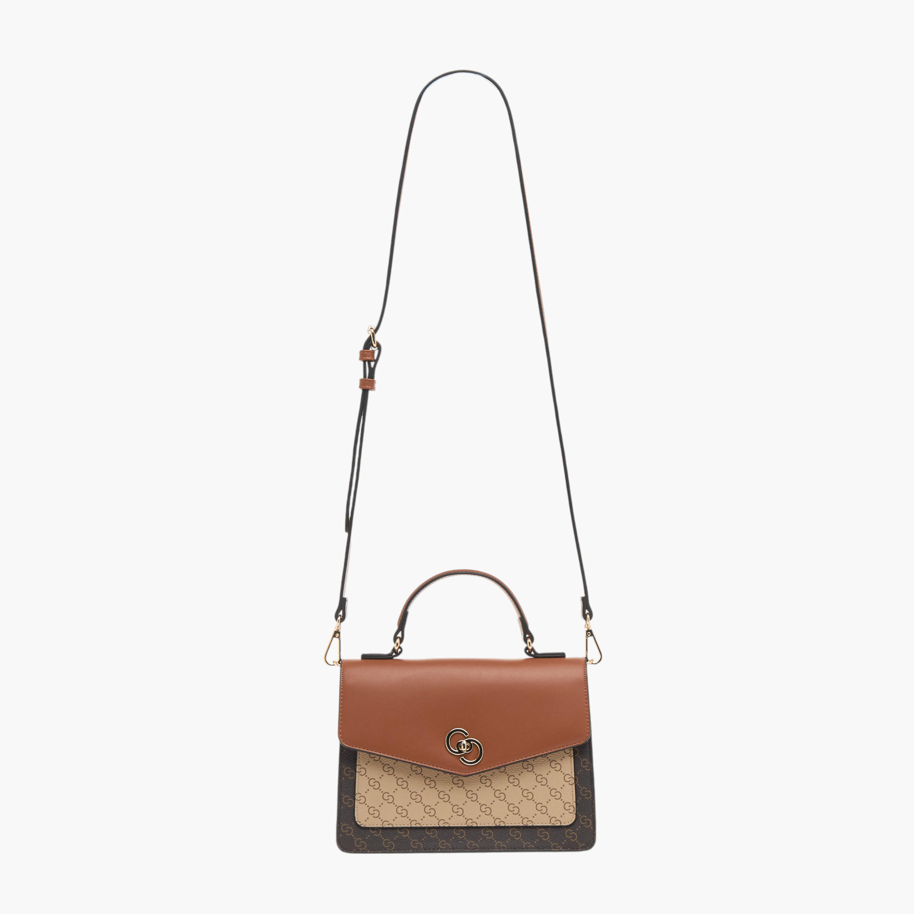 شنطة ساتشيل بحزام قابل للفصل وطيّة إغلاق وطبعات مونوجرام من سيليست-women-bagsandwallets-handbags-image-2