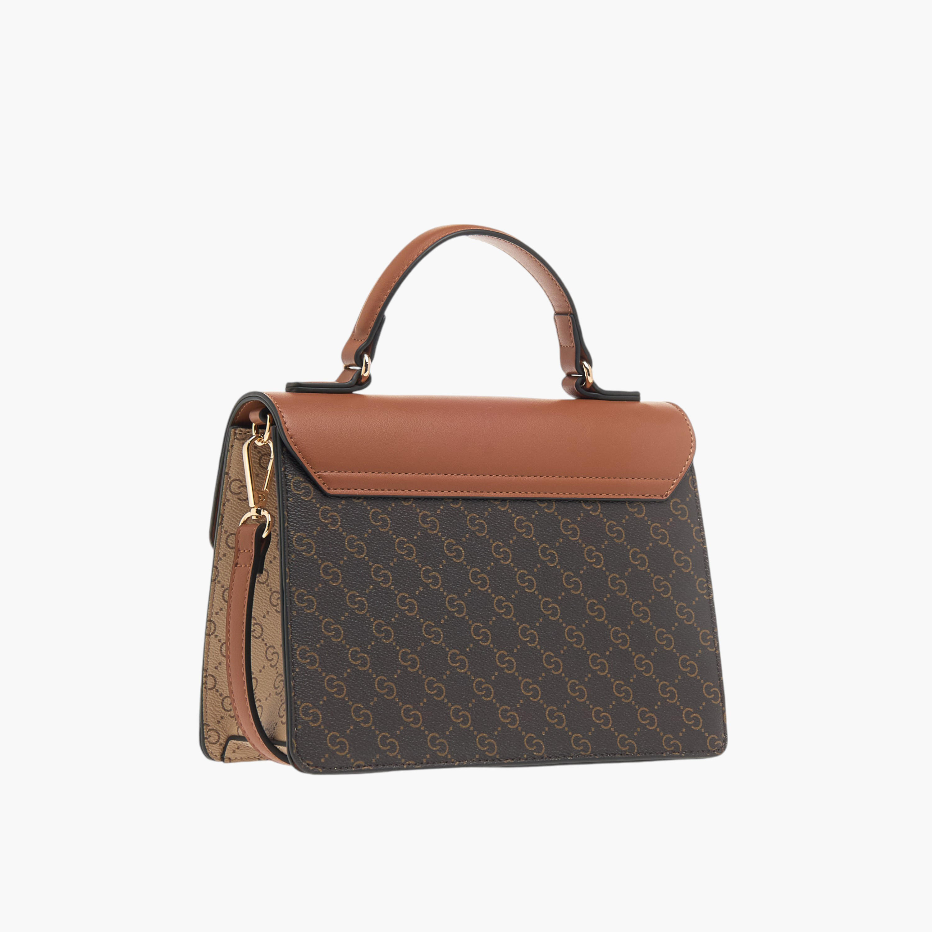 شنطة ساتشيل بحزام قابل للفصل وطيّة إغلاق وطبعات مونوجرام من سيليست-women-bagsandwallets-handbags-image-3