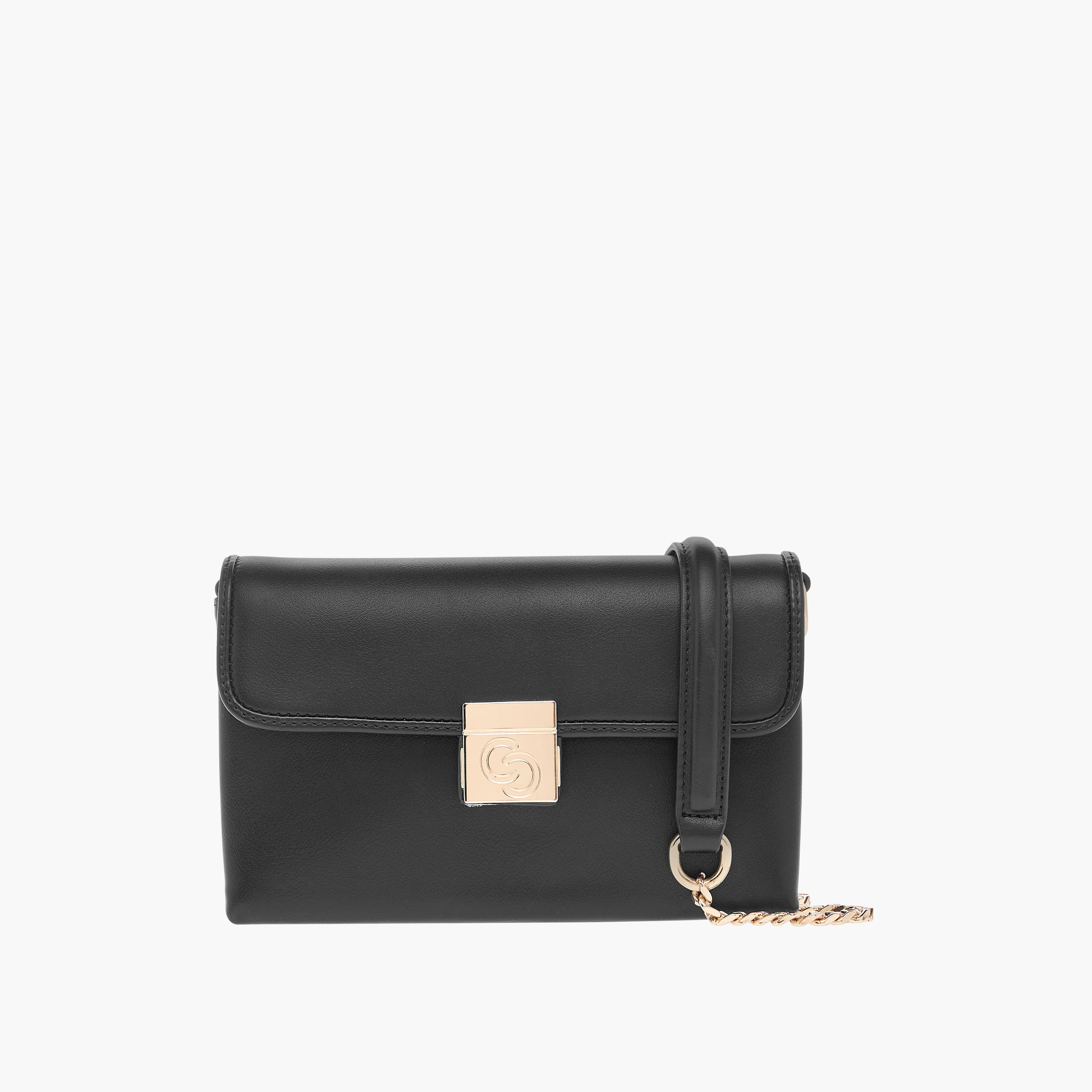Celeste Solid Crossbody Bag with Chain Strap and Flap Closure-women-bagsandwallets-handbags-image-1