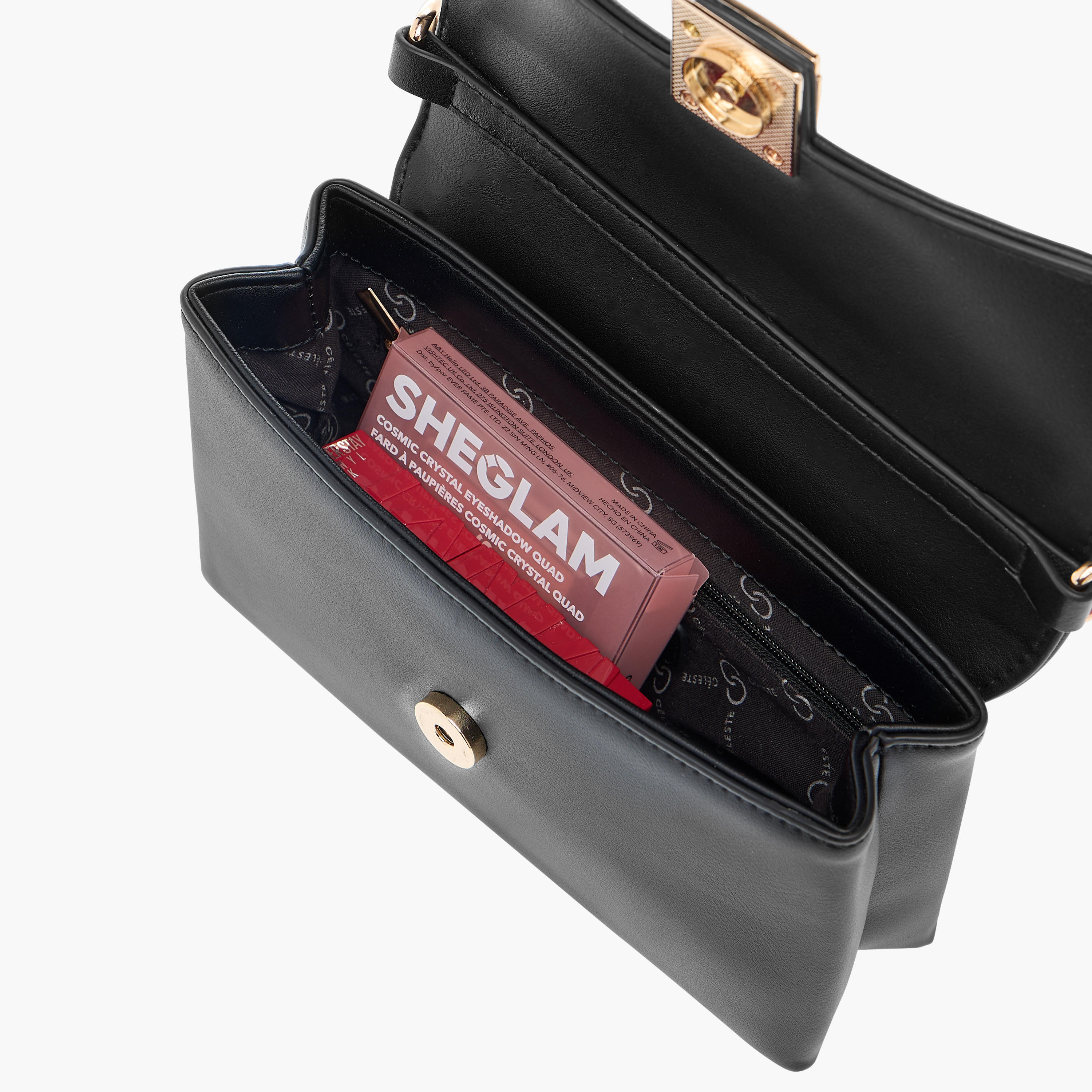 شنطة كروس بودي سادة بحزام سلسلة وطيّة إغلاق من سيليست-women-bagsandwallets-handbags-image-7