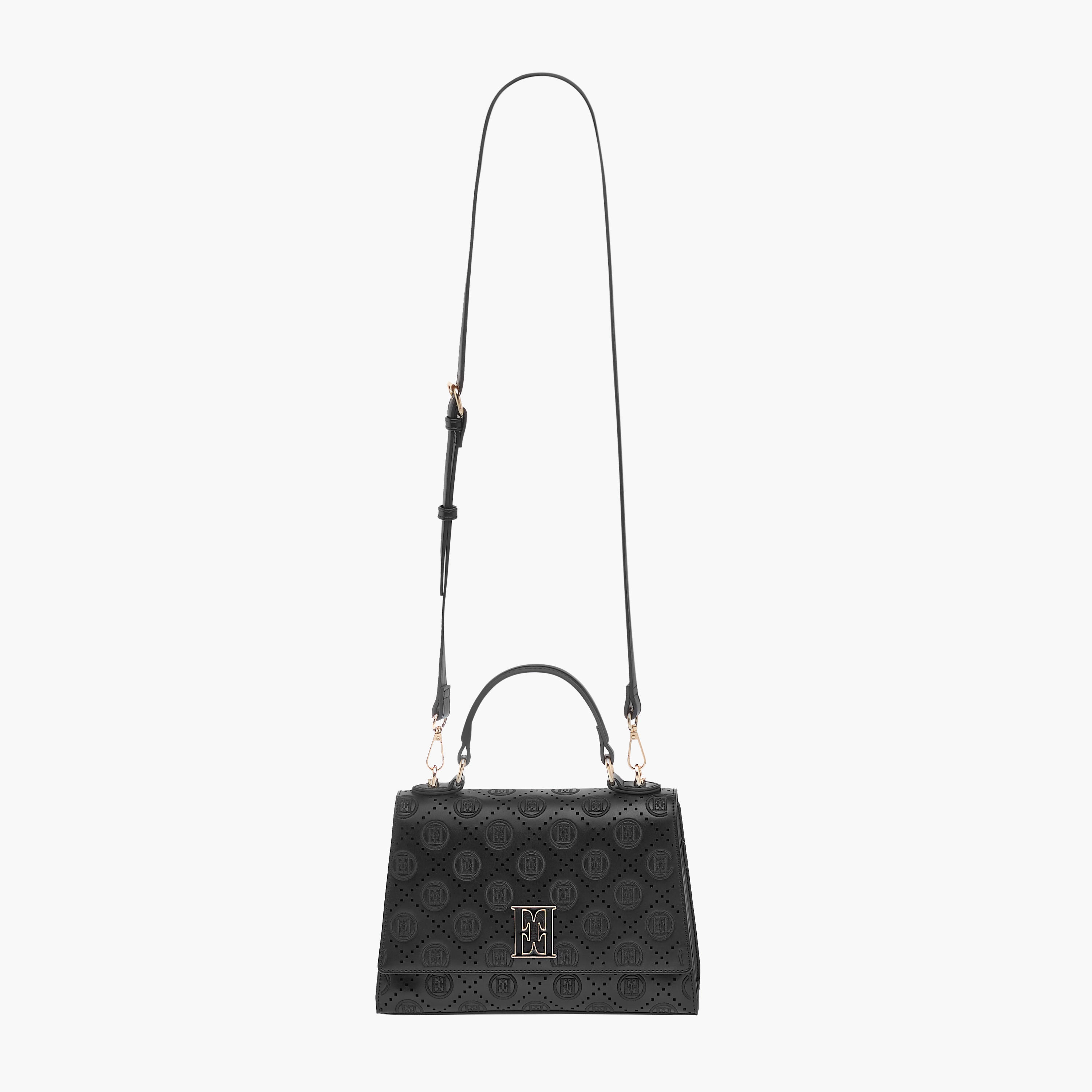 Elle Monogram Embroidered Satchel Bag with Detachable Strap and Flap Closure-women-bagsandwallets-handbags-image-2