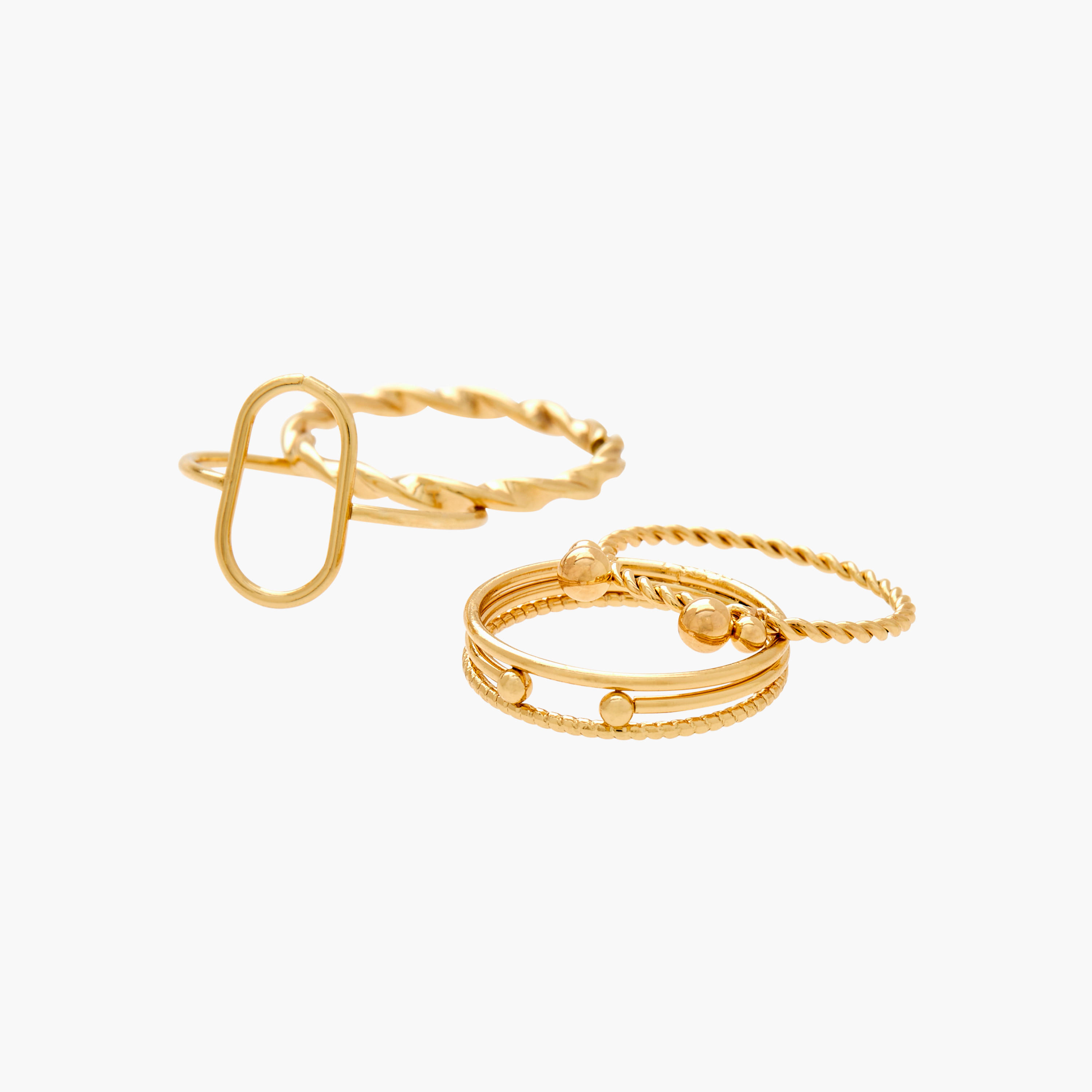 طقم خواتم 4 قطع بارزة الملمس - L-XL-women-watchesandjewellery-jewellery-rings-image-1