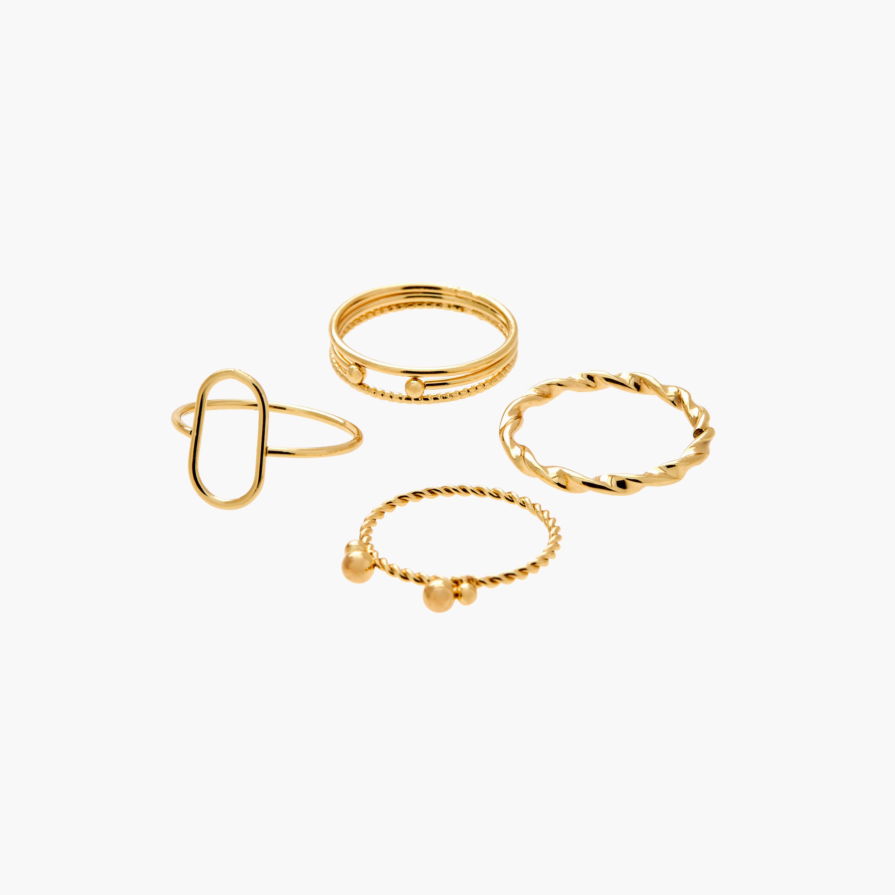 طقم خواتم 4 قطع بارزة الملمس - L-XL-women-watchesandjewellery-jewellery-rings-image-2