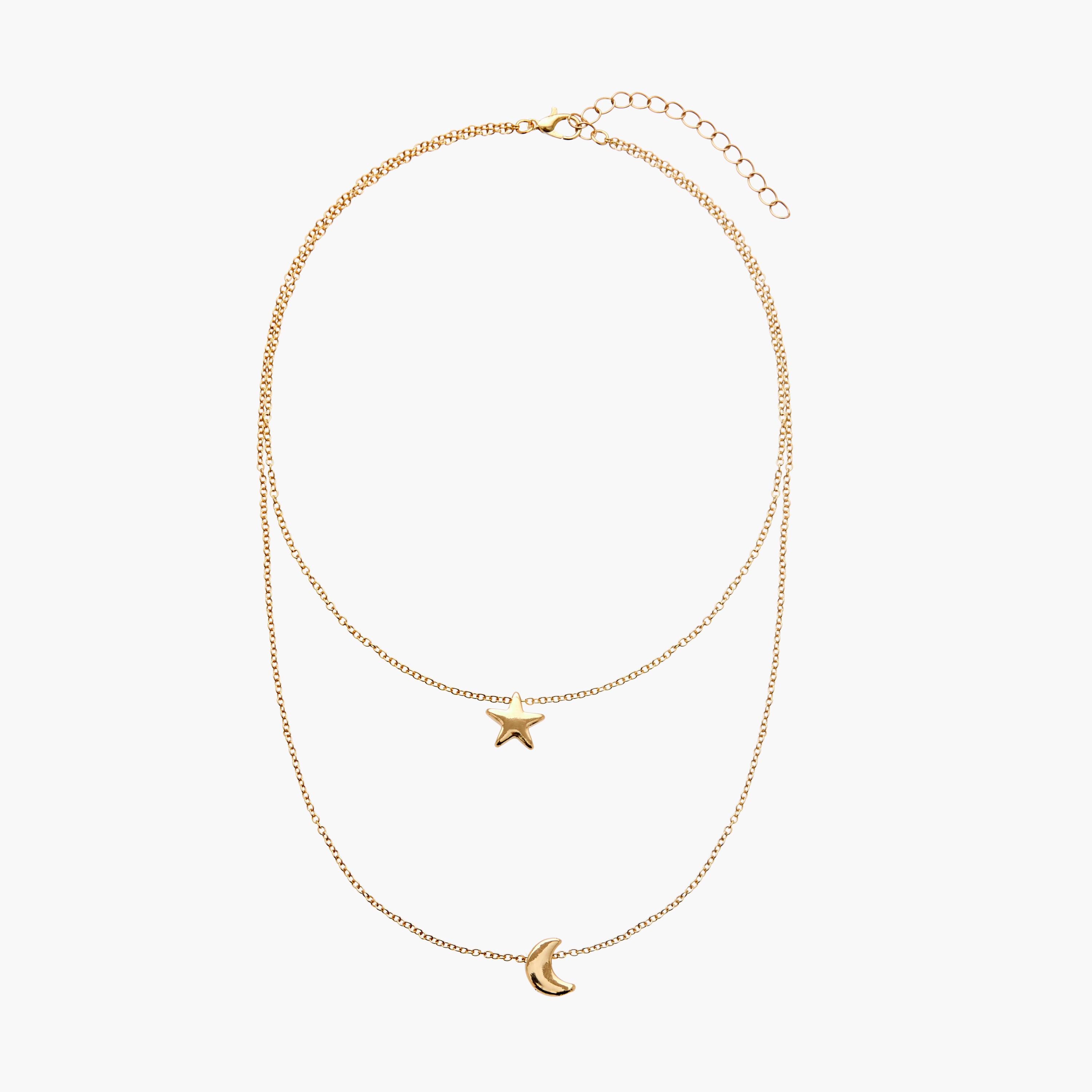 Star and Moon Pendant Layered Necklace with Lobster Clasp Closure-women-watchesandjewellery-jewellery-necklacesandpendants-image-1