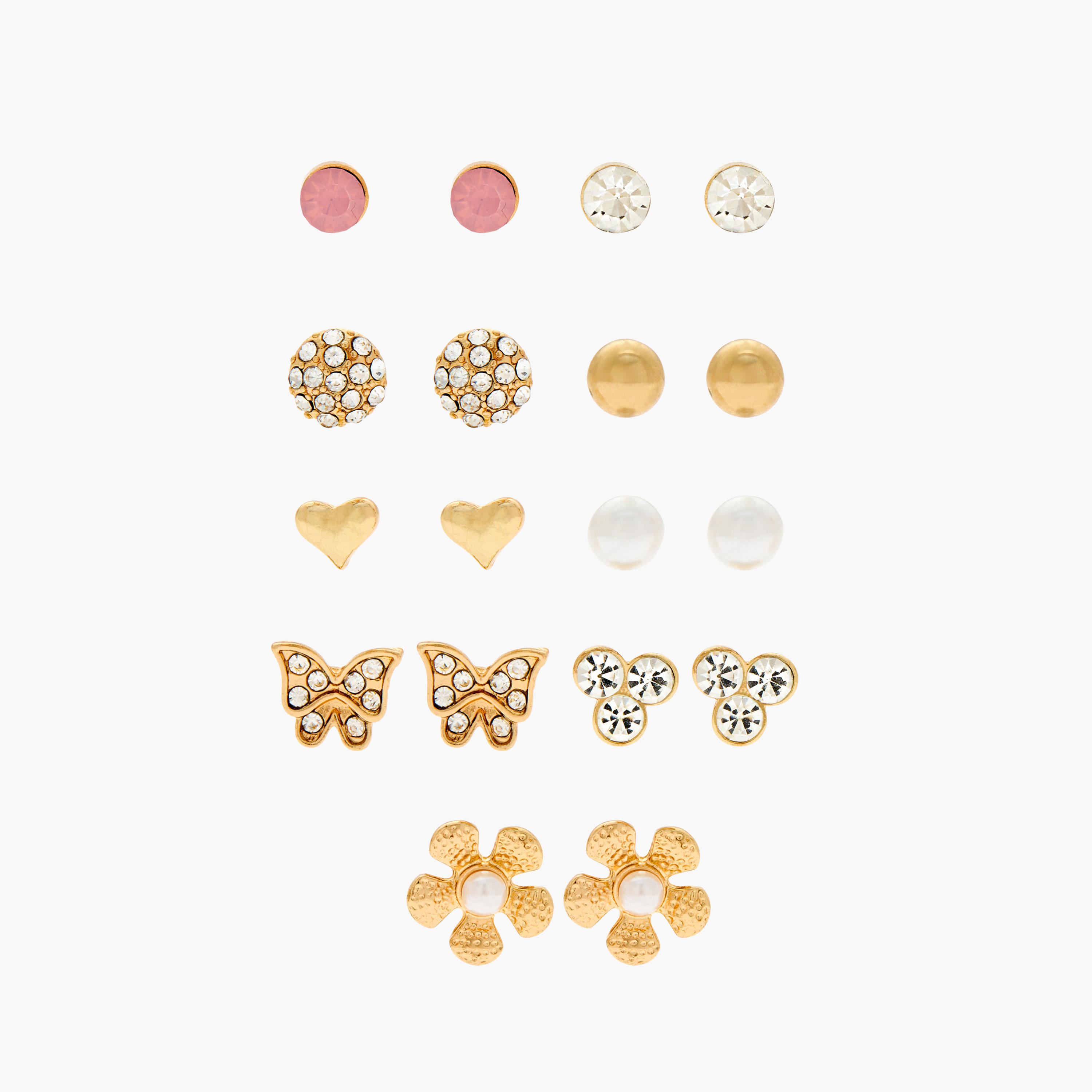Embellished Stud Earrings with Pushback Closure - Set of 9-women-watchesandjewellery-jewellery-earrings-image-1