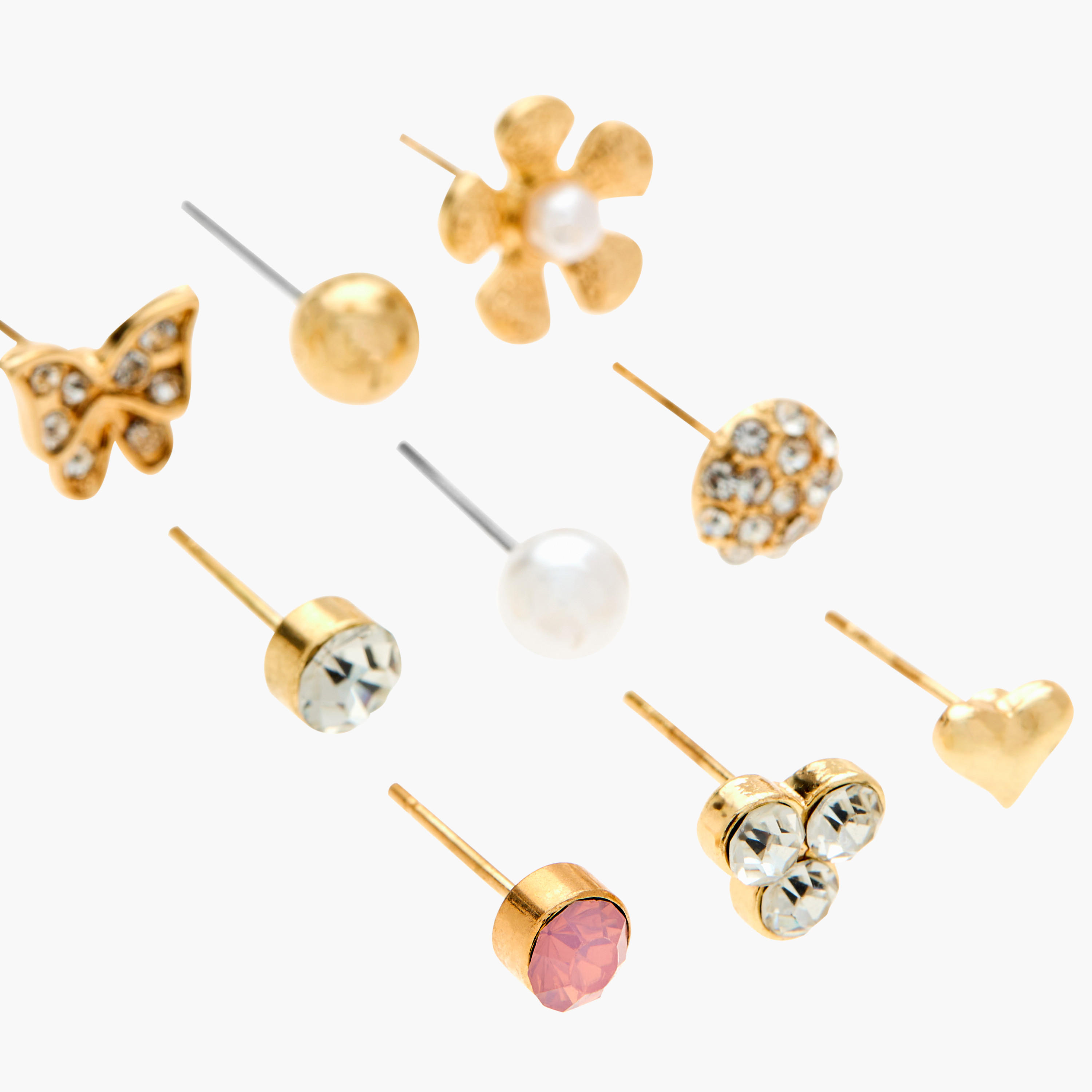 طقم حلقان مرصّعة بِمكبس إغلاق خلفي 9 قطع مزيّنة-women-watchesandjewellery-jewellery-earrings-image-3