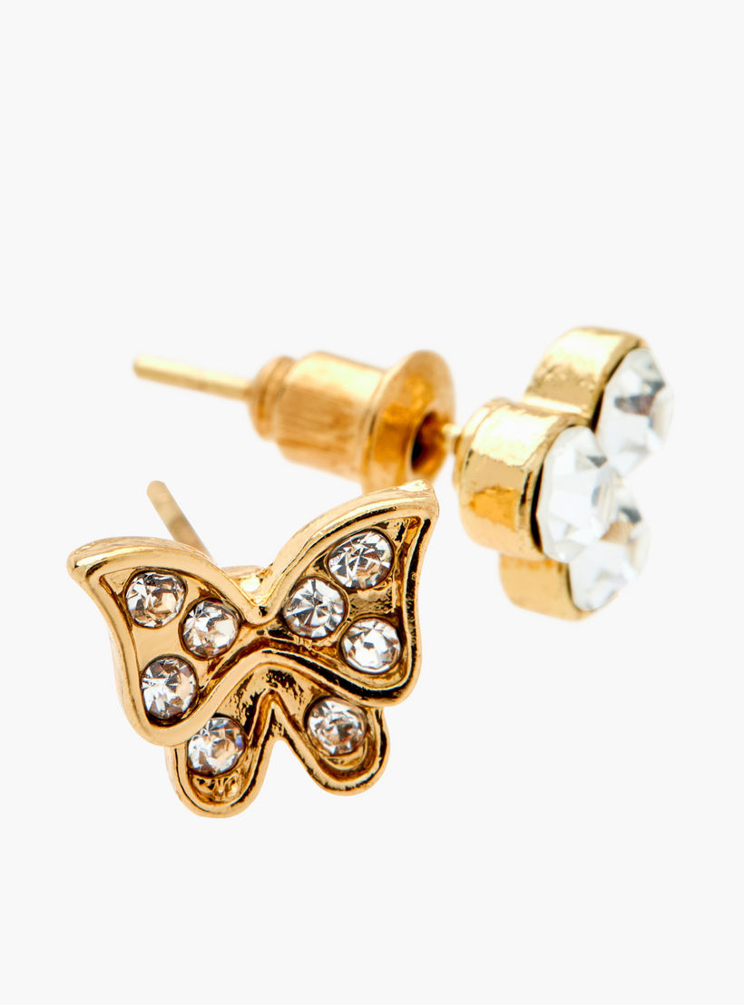 طقم حلقان مرصّعة بِمكبس إغلاق خلفي 9 قطع مزيّنة-women-watchesandjewellery-jewellery-earrings-image-4