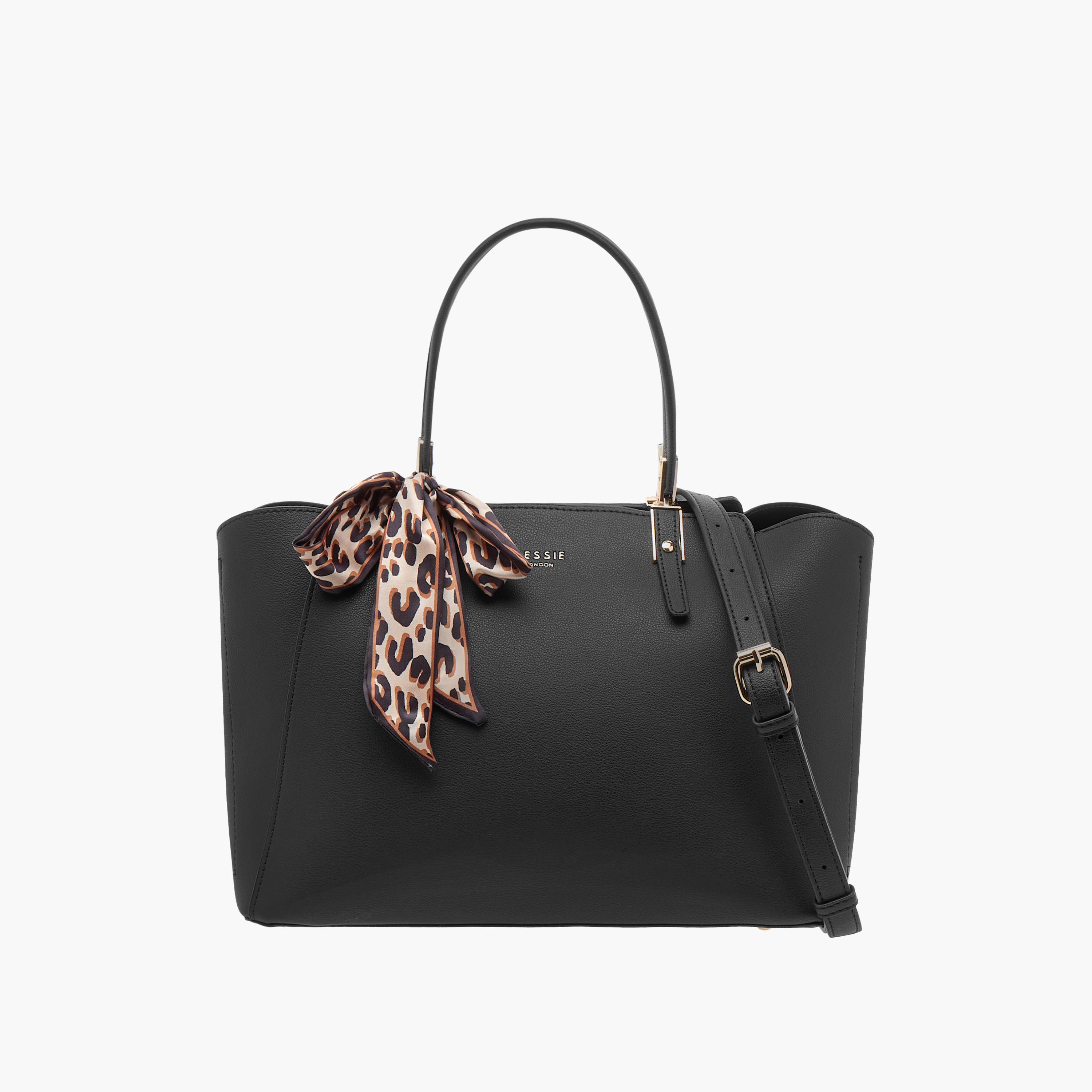 شنطة توتي سادة بسحاب إغلاق وتفاصيل وشاح من بيسي لندن-women-bagsandwallets-handbags-image-1