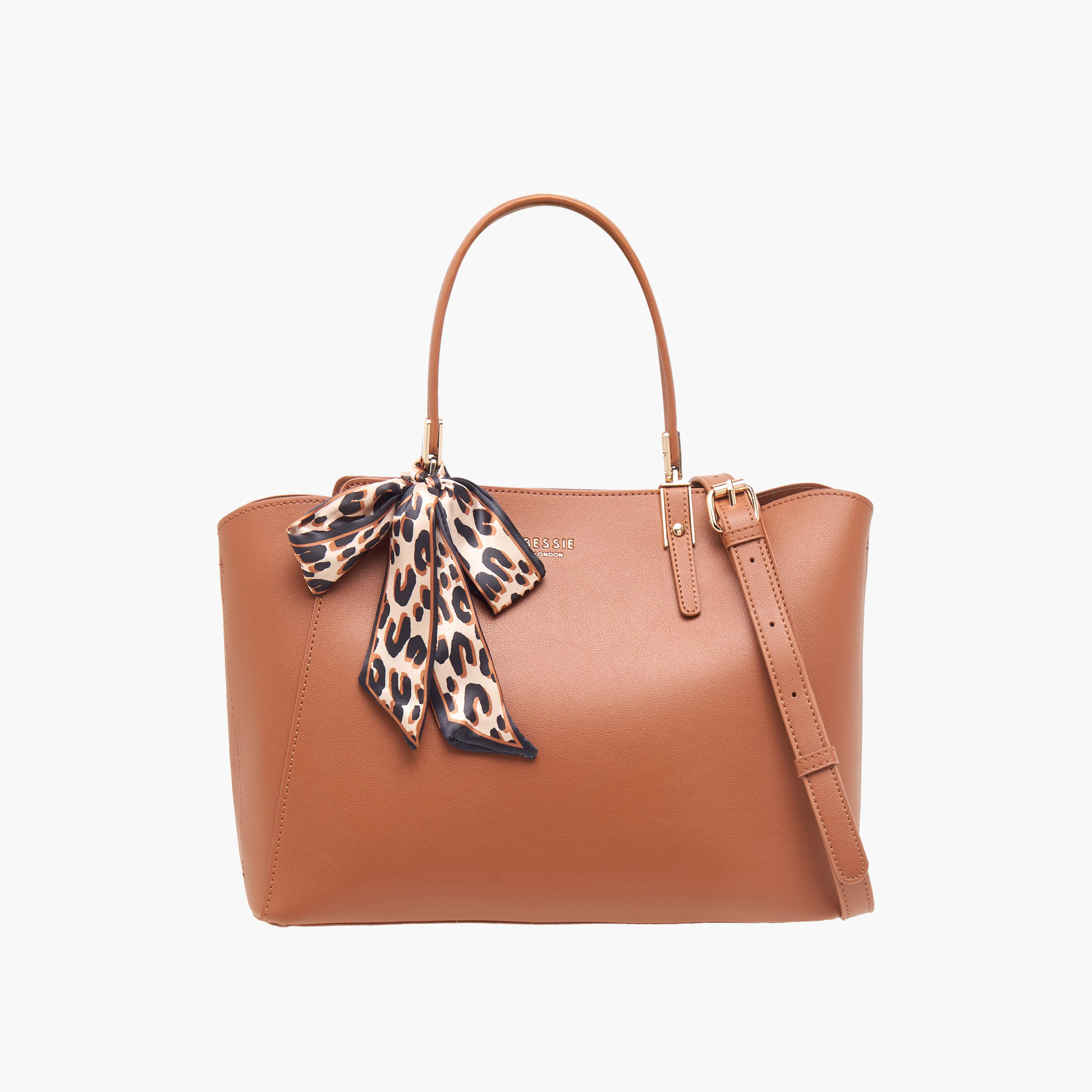 شنطة توتي سادة بسحاب إغلاق وتفاصيل وشاح من بيسي لندن-women-bagsandwallets-handbags-image-10
