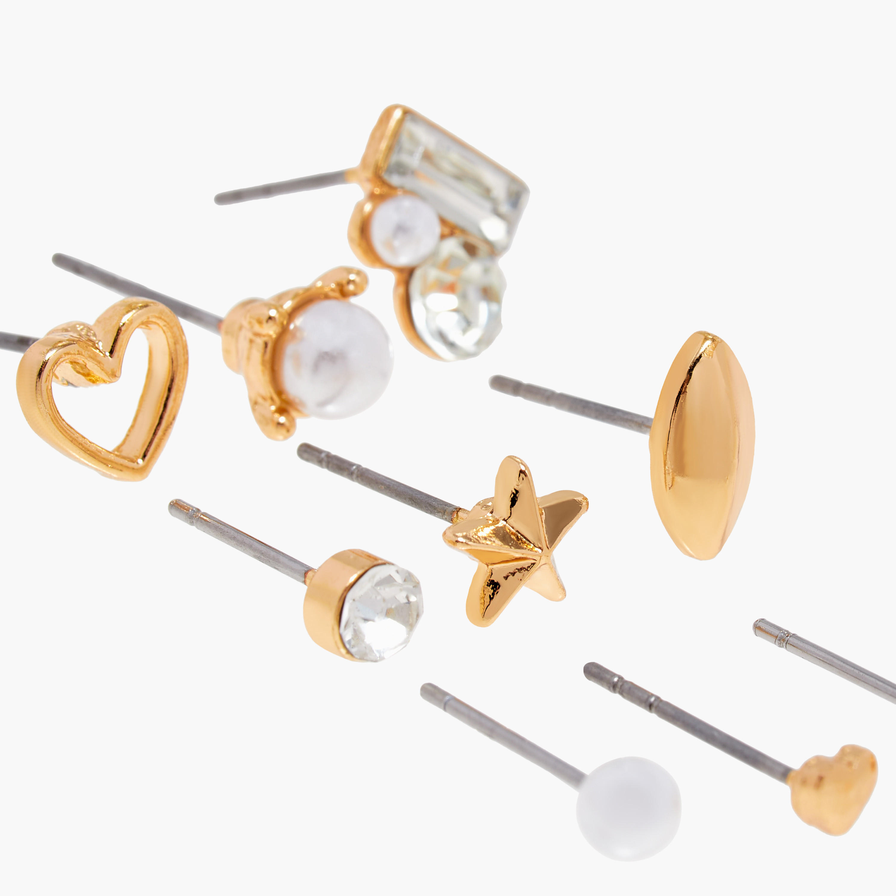 حلقان مرصعة ميتاليك بمكبس إغلاق خلفي - طقم 6 أزواج-women-watchesandjewellery-jewellery-earrings-image-3