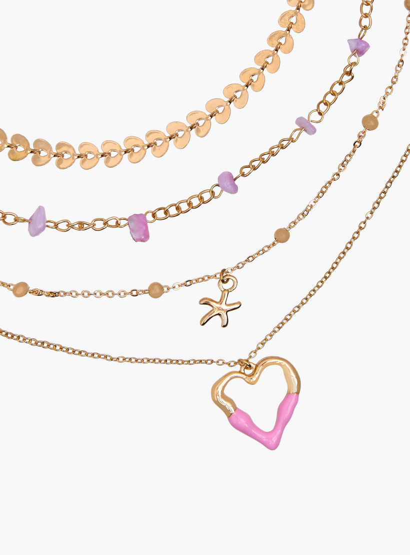 طقم أعقاد بلون ذهبي ومشبك إغلاق - طقم 4 قطع-women-watchesandjewellery-jewellery-necklacesandpendants-image-6