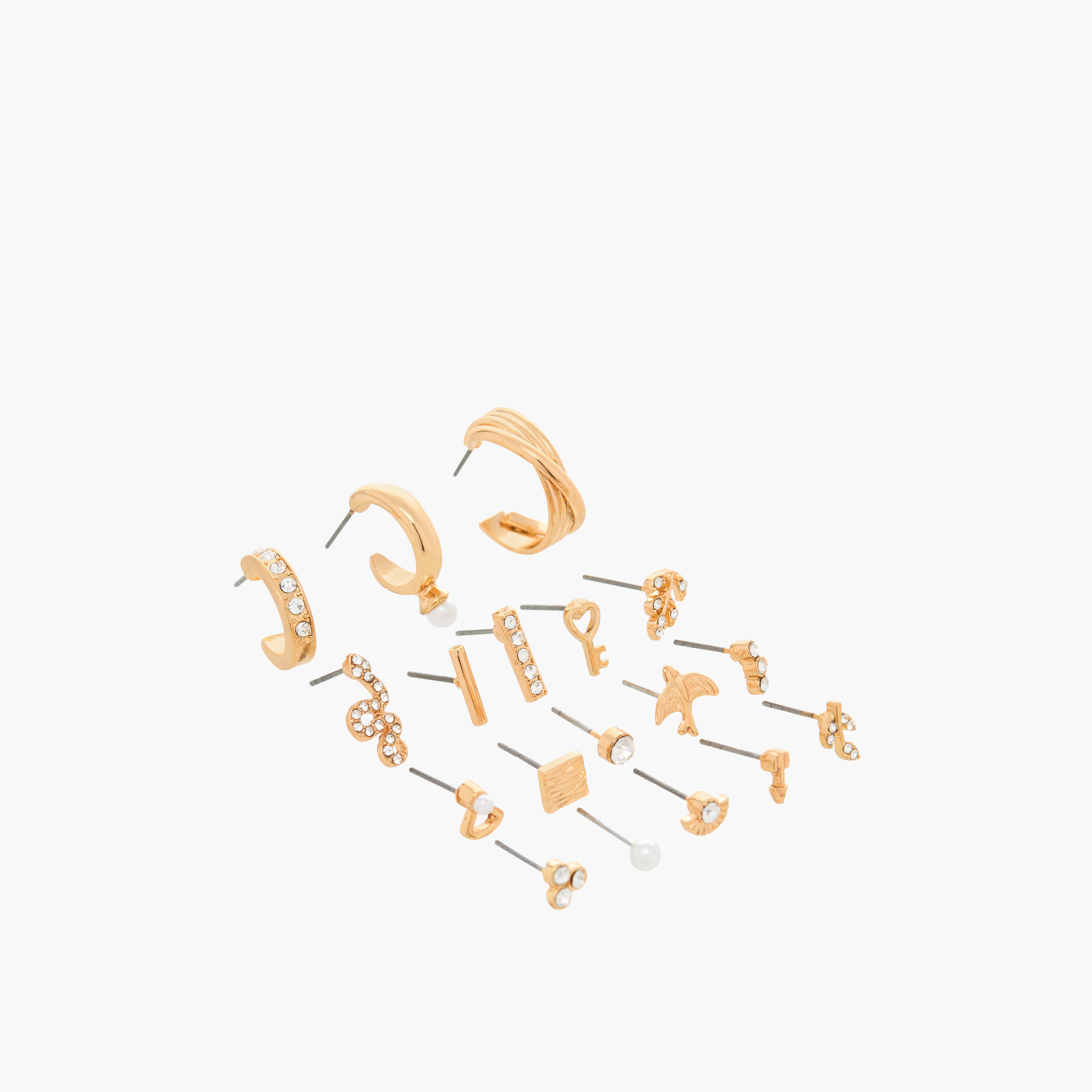 حلقان مرصّعة متنوعة بمكبس إغلاق خلفي - طقم 18 زوج-women-watchesandjewellery-jewellery-earrings-image-2