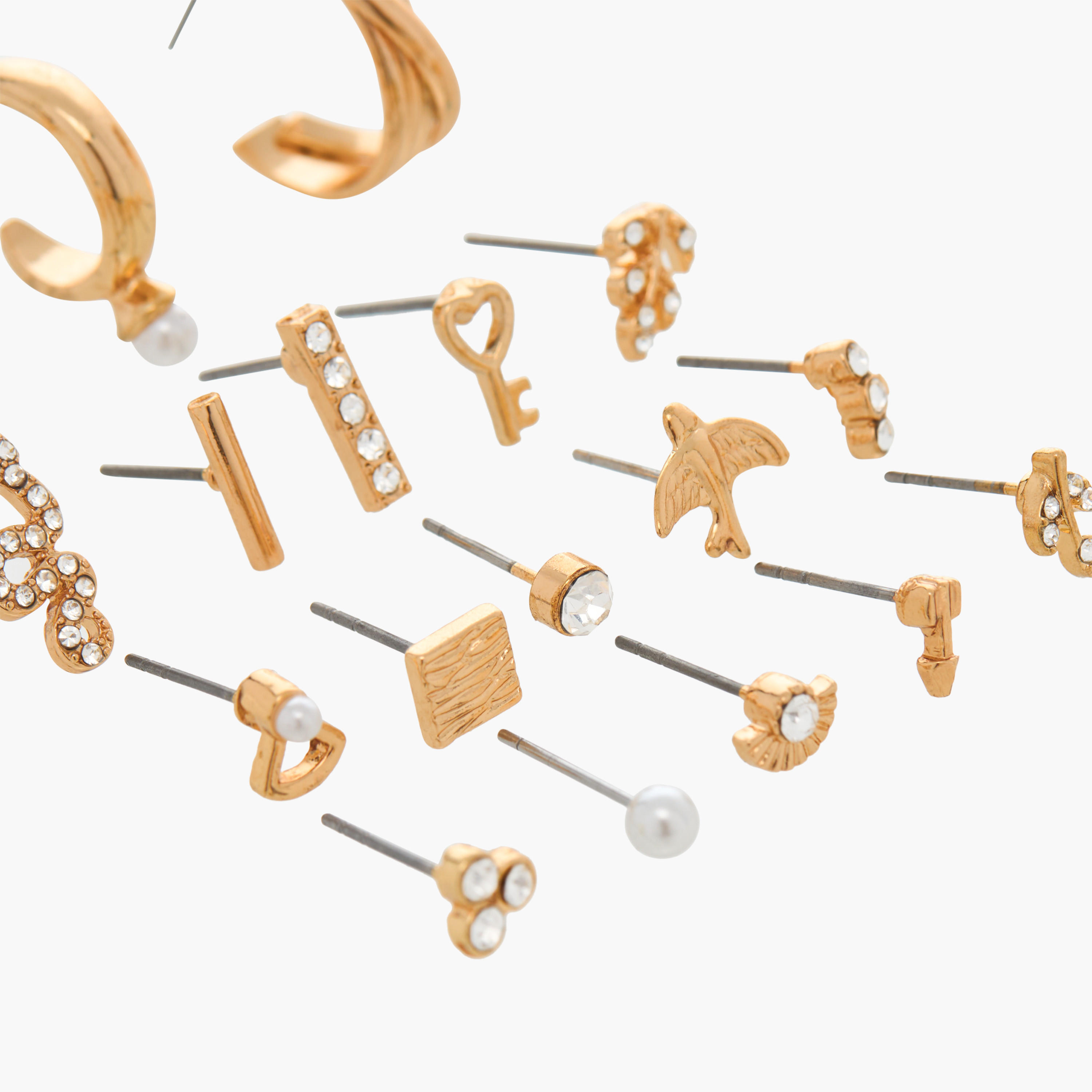 حلقان مرصّعة متنوعة بمكبس إغلاق خلفي - طقم 18 زوج-women-watchesandjewellery-jewellery-earrings-image-3