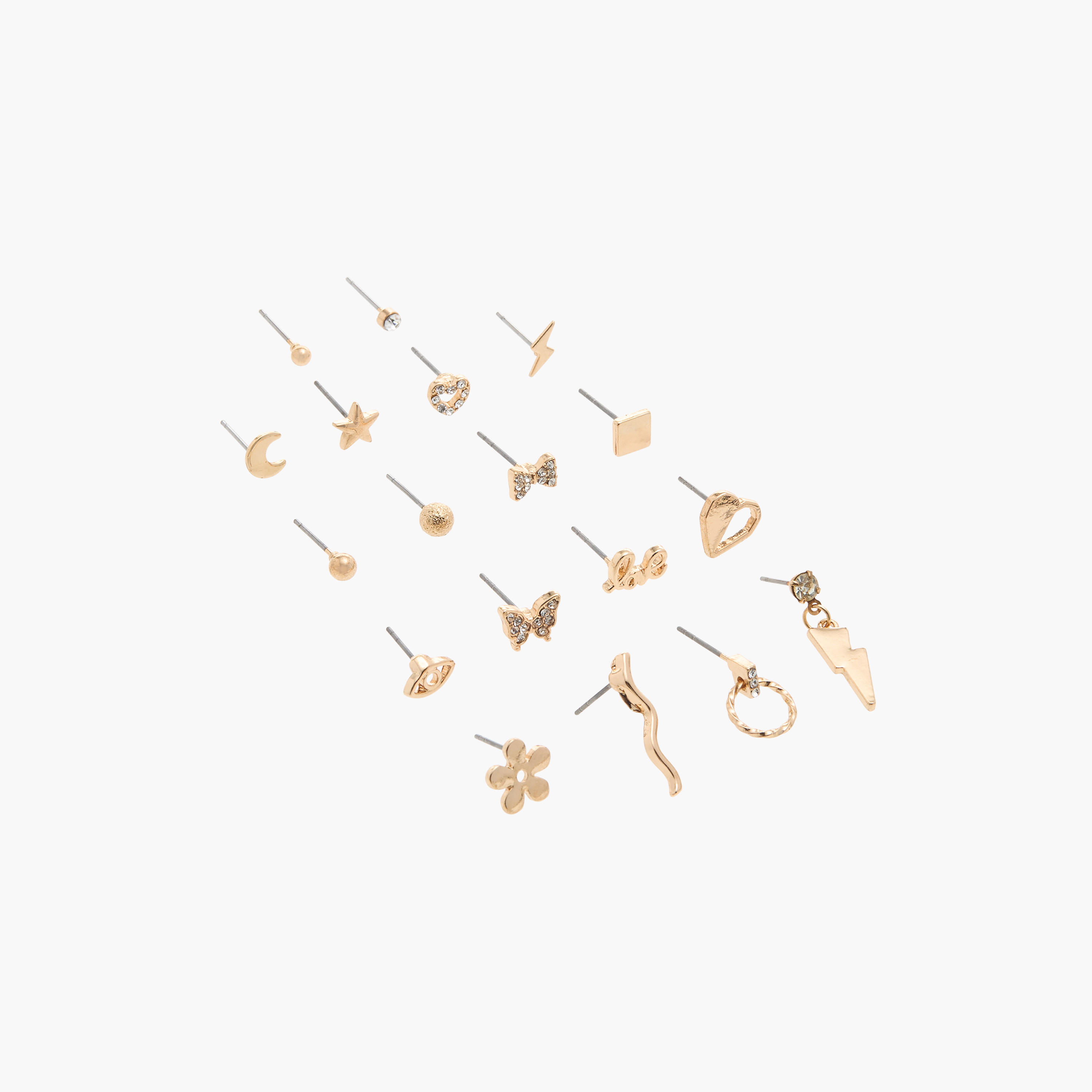 حلقان مرصّعة متنوعة بمكبس إغلاق خلفي - مجموعة من 18 زوج-women-watchesandjewellery-jewellery-earrings-image-2