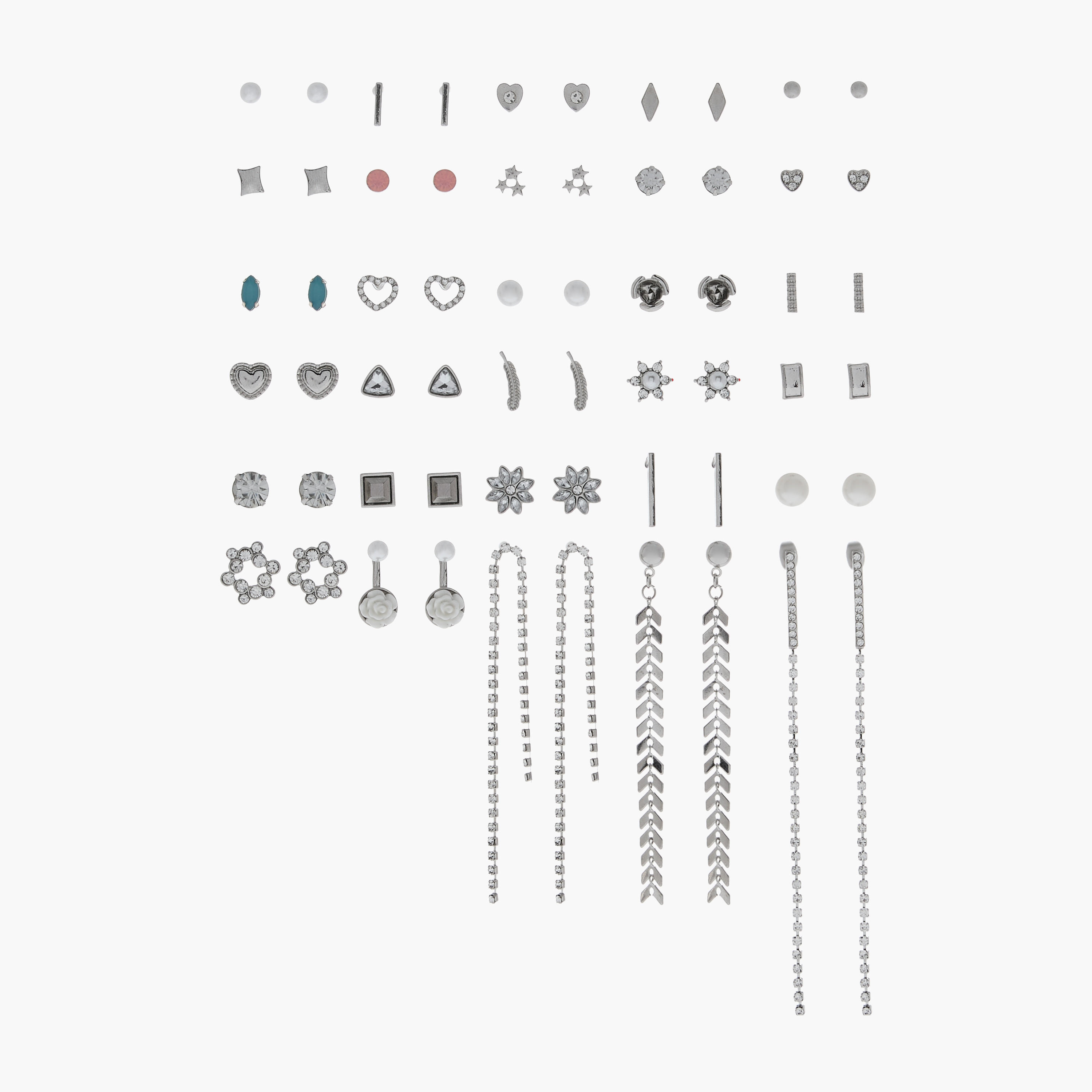 حلقان ميتاليك متنوّعة - طقم 30 أزواج-women-watchesandjewellery-jewellery-earrings-image-1