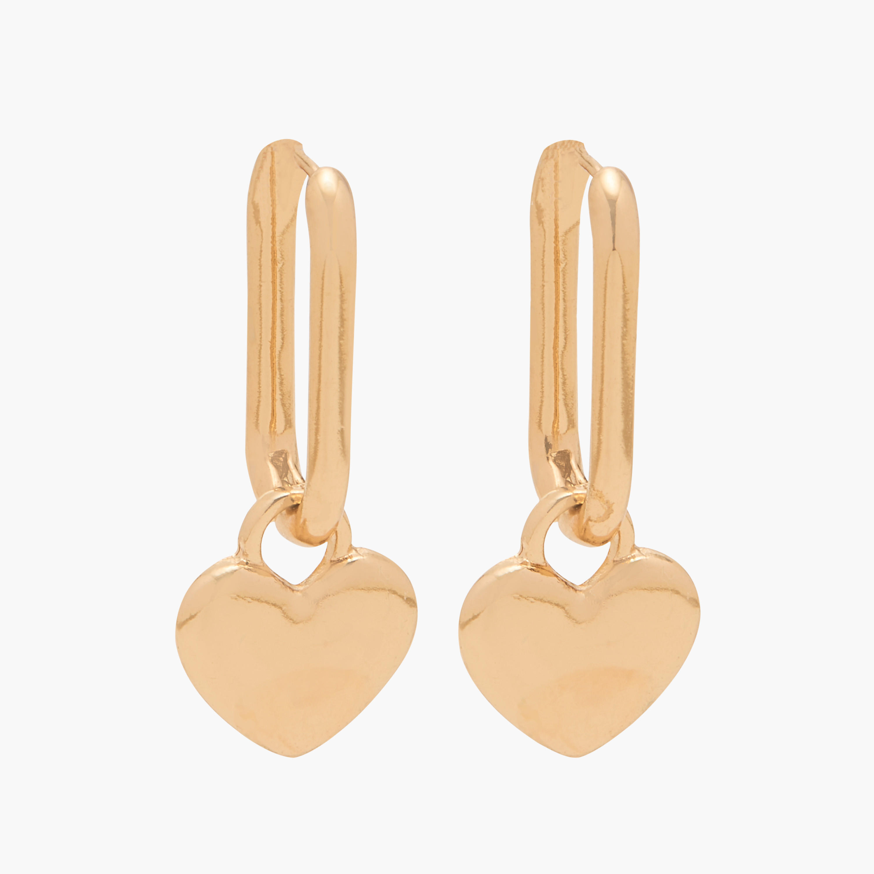 Heart Charm Dangling Hoop Earrings with Hinged Snap Closure-women-watchesandjewellery-jewellery-earrings-image-1