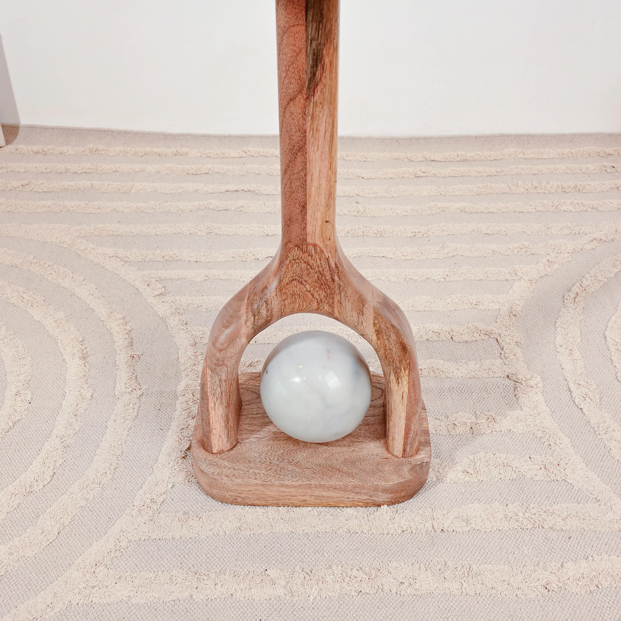 Marble Top Accent Table with Wooden Base  - 60x35x60 cms-furniture-livingroom-sideandendtables-image-4