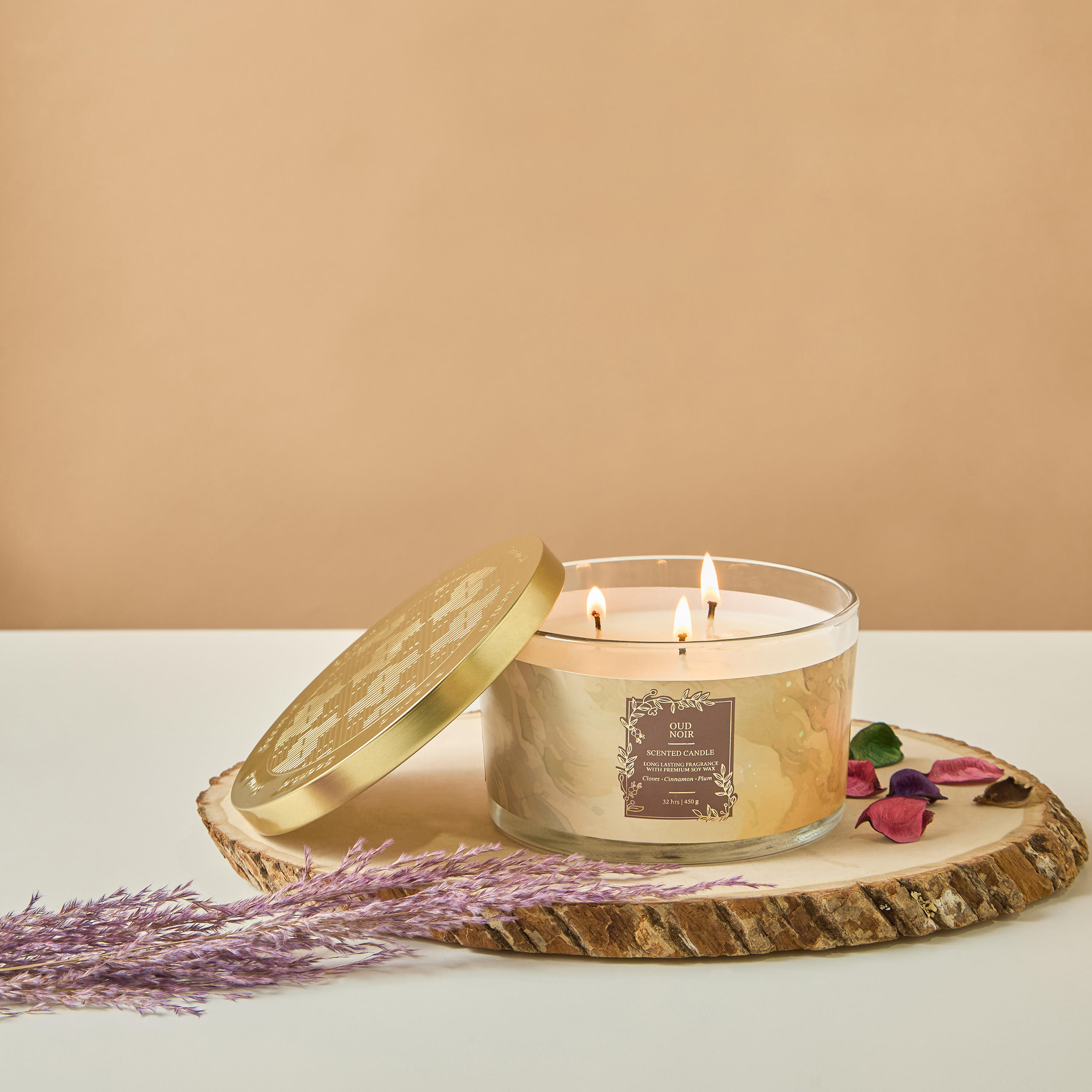 Scent.d Pomegranate Noir Scented 3-Wick Jar Candle - 450 gms-household-homefragrance-candles-image-1