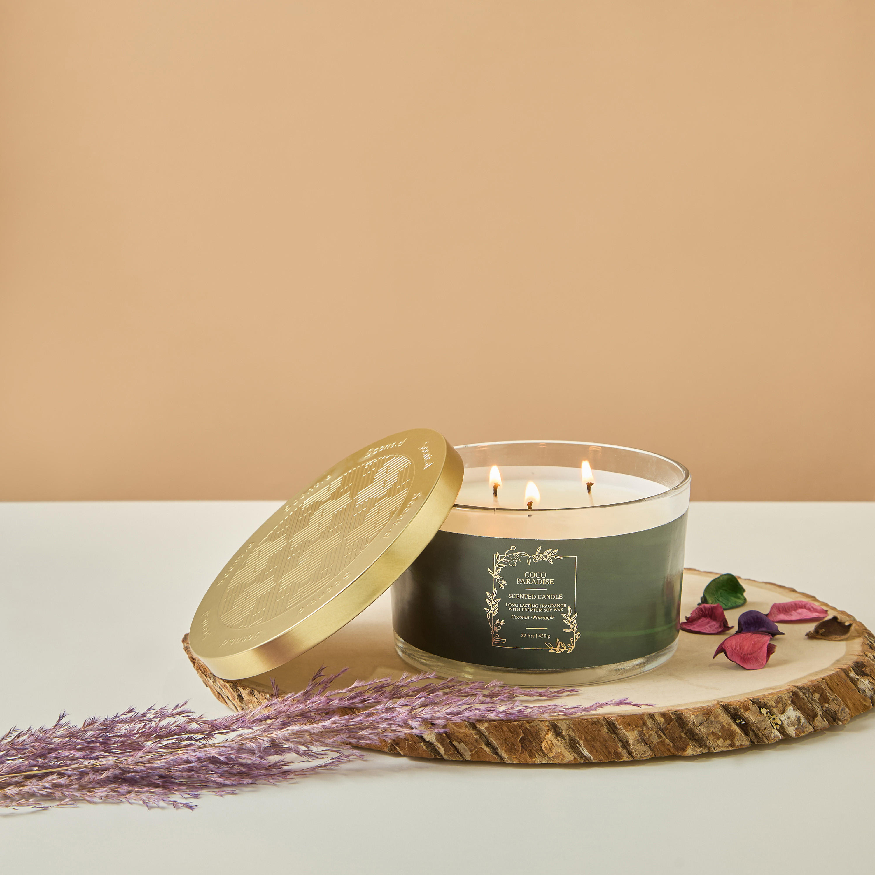 Scent.d Pomegranate Noir Scented 3-Wick Jar Candle - 450 gms-household-homefragrance-candles-image-1