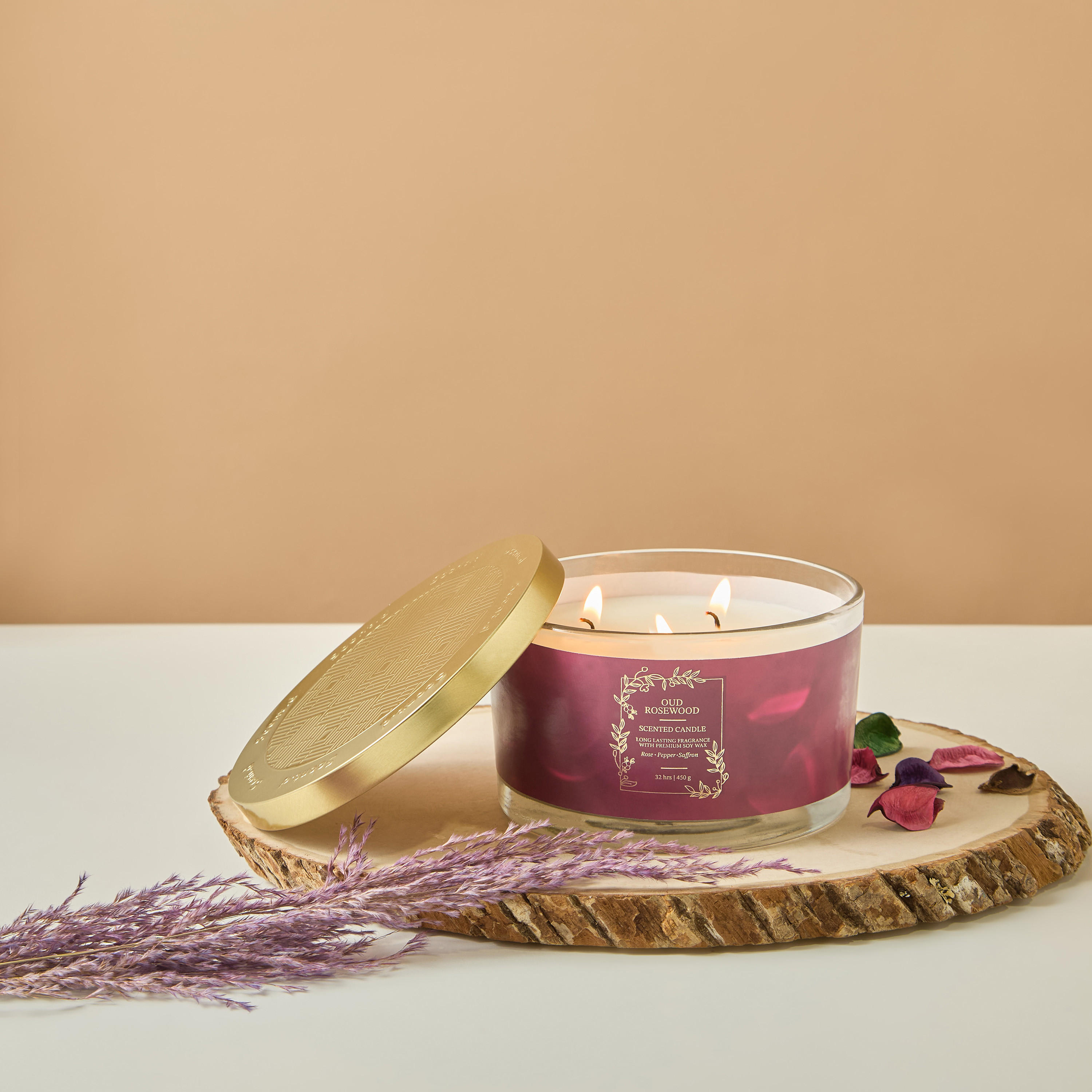 Scent.d Pomegranate Noir Scented 3-Wick Jar Candle - 450 gms-household-homefragrance-candles-image-1