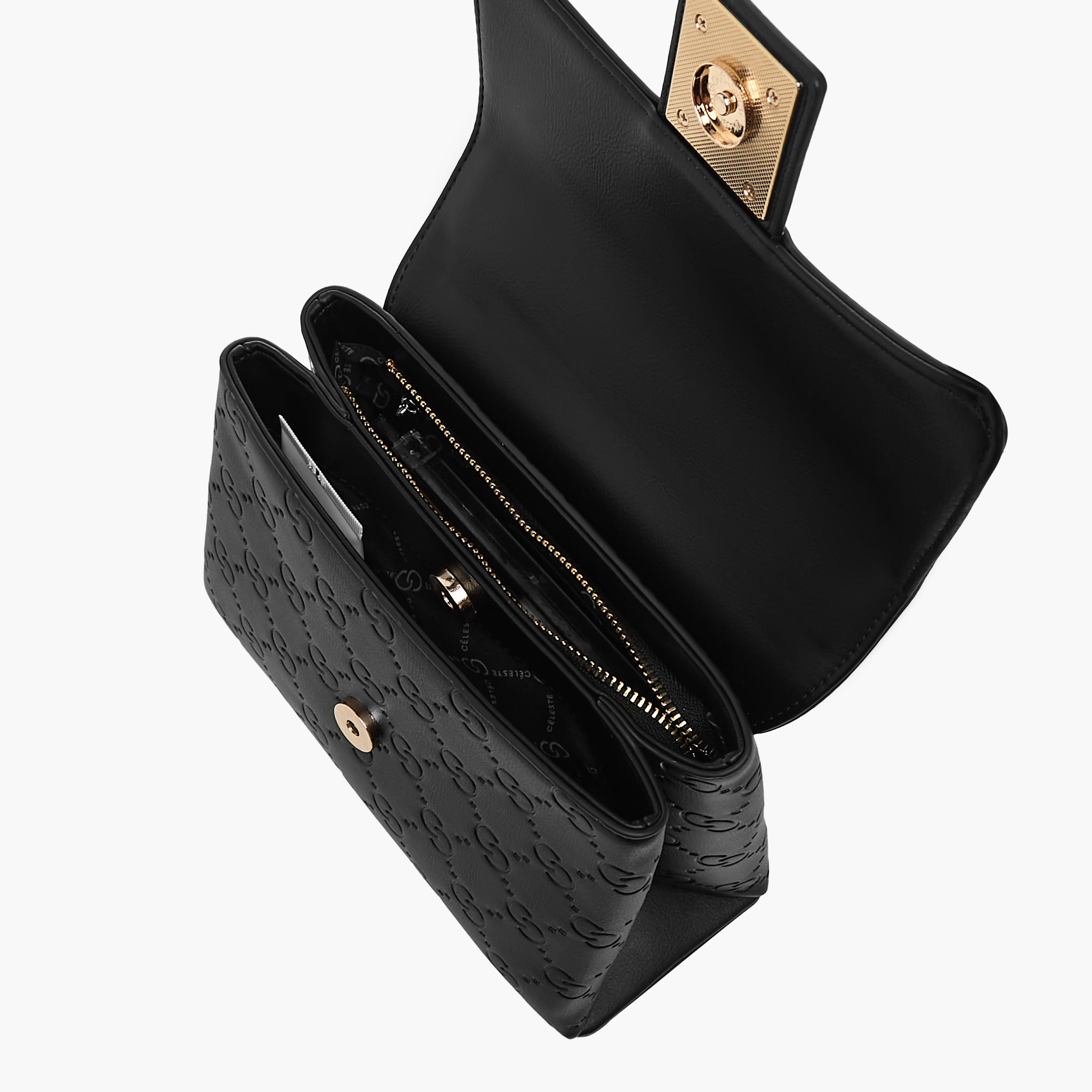 Celeste Monogram Embossed Crossbody Bag with Flap Closure-women-bagsandwallets-handbags-image-7