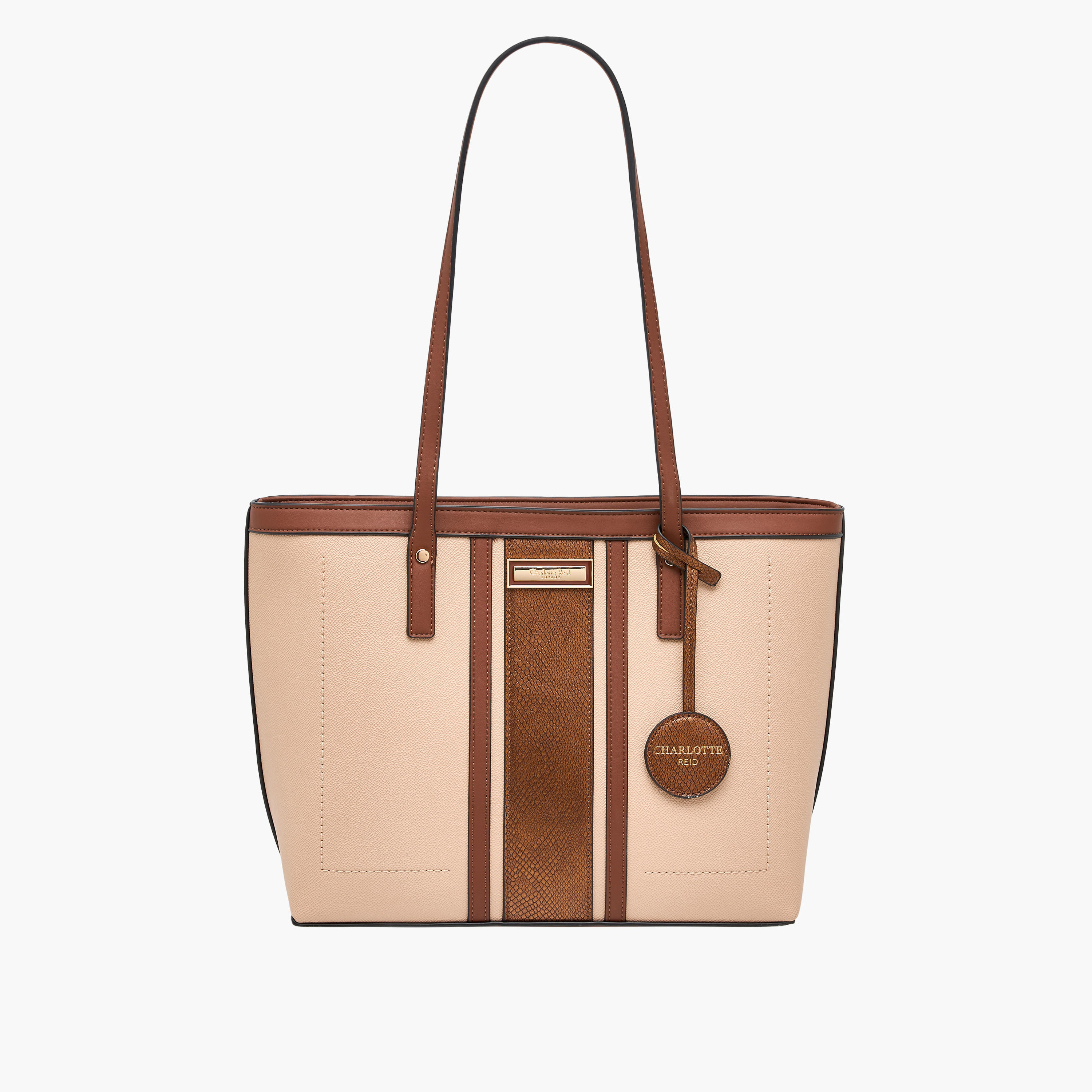 Charlotte Reid Panelled Tote Bag with Zip Closure and Double Handle-women-bagsandwallets-handbags-image-8