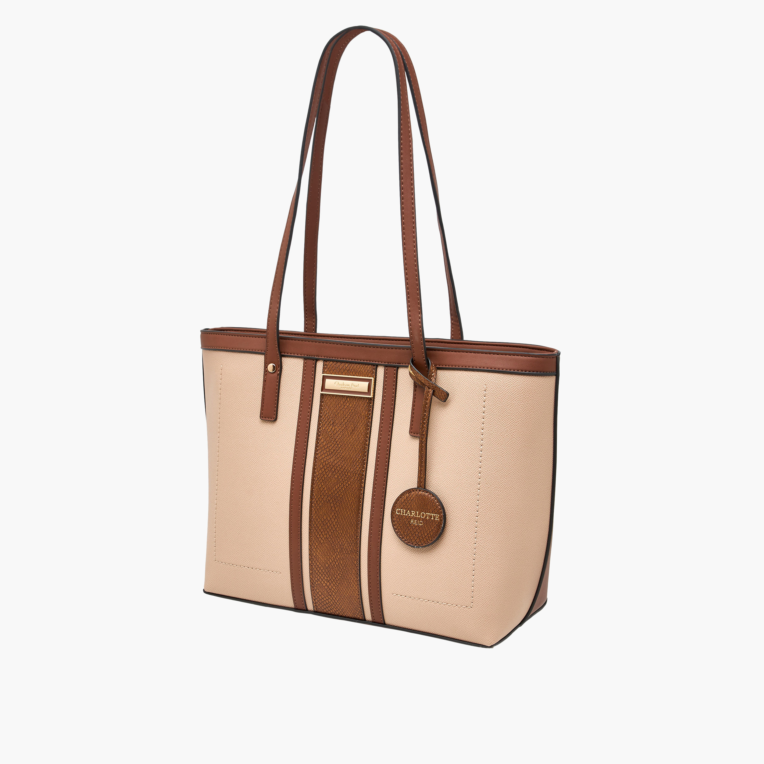 Charlotte Reid Panelled Tote Bag with Zip Closure and Double Handle-women-bagsandwallets-handbags-image-10