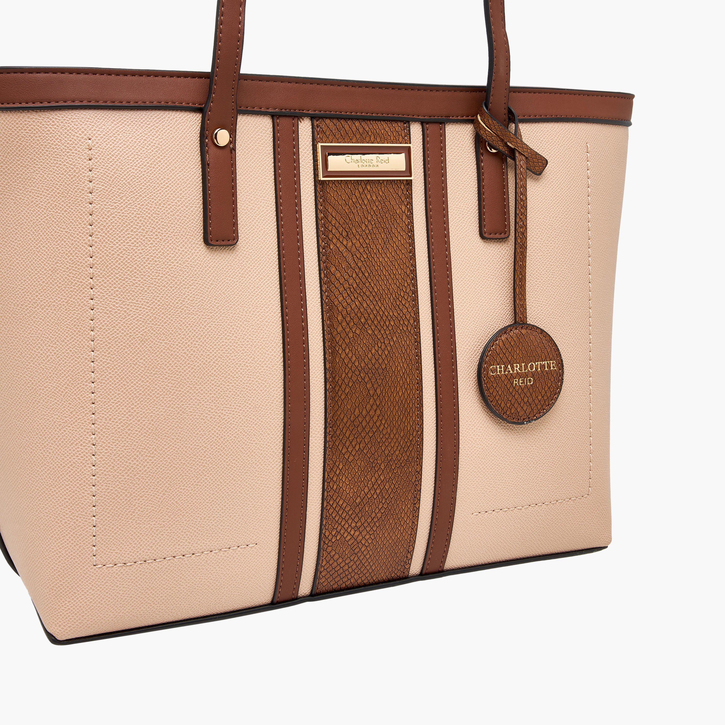 Charlotte Reid Panelled Tote Bag with Zip Closure and Double Handle-women-bagsandwallets-handbags-image-12