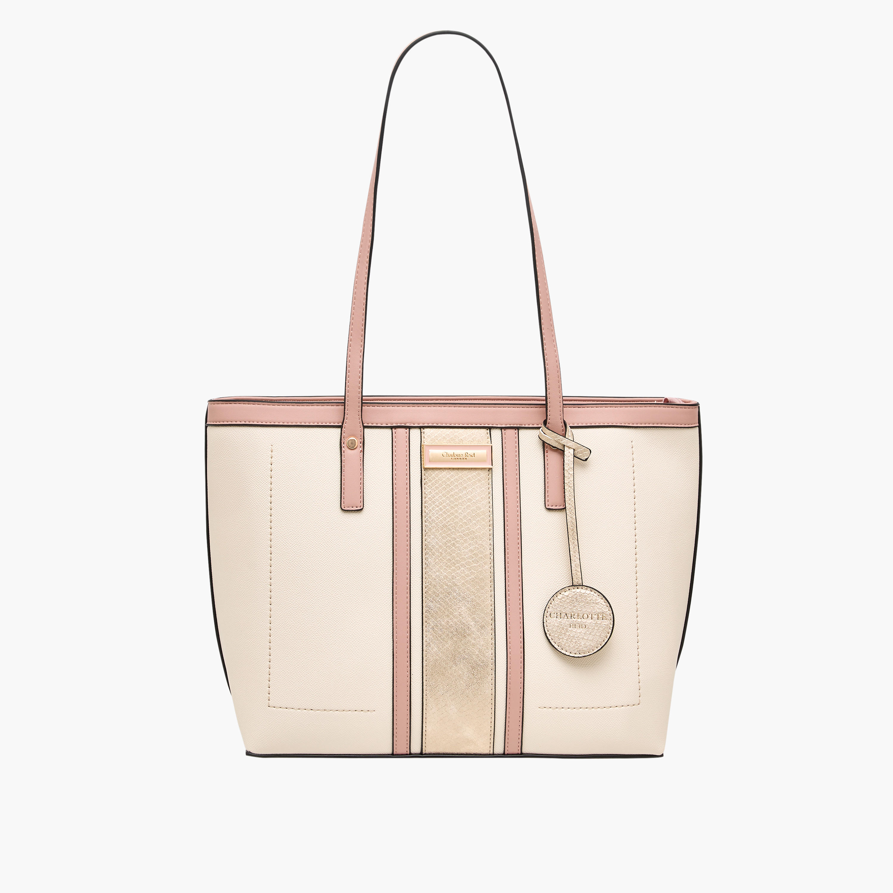 Charlotte Reid Panelled Tote Bag with Zip Closure and Double Handle-women-bagsandwallets-handbags-image-1