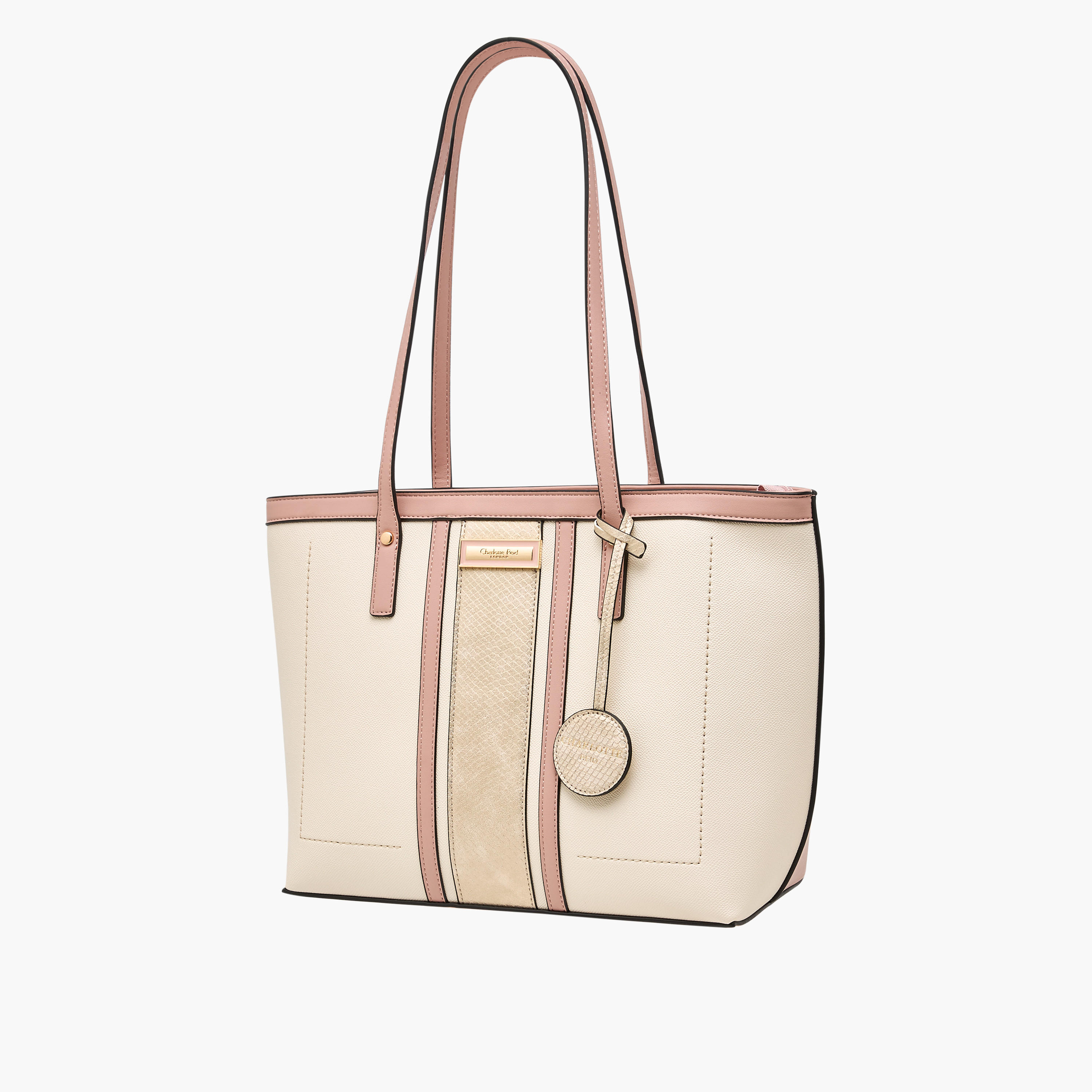 Charlotte Reid Panelled Tote Bag with Zip Closure and Double Handle-women-bagsandwallets-handbags-image-3