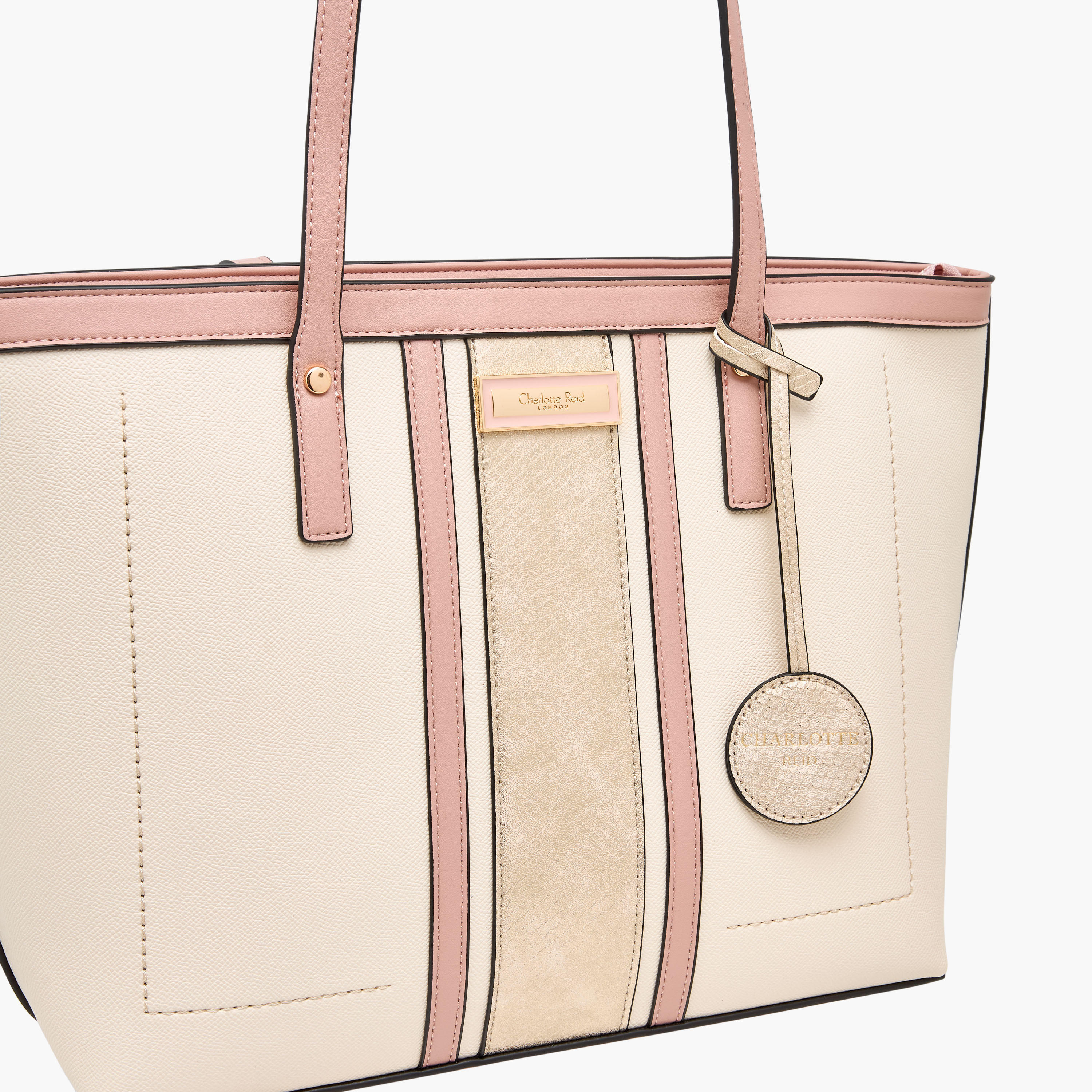Charlotte Reid Panelled Tote Bag with Zip Closure and Double Handle-women-bagsandwallets-handbags-image-5