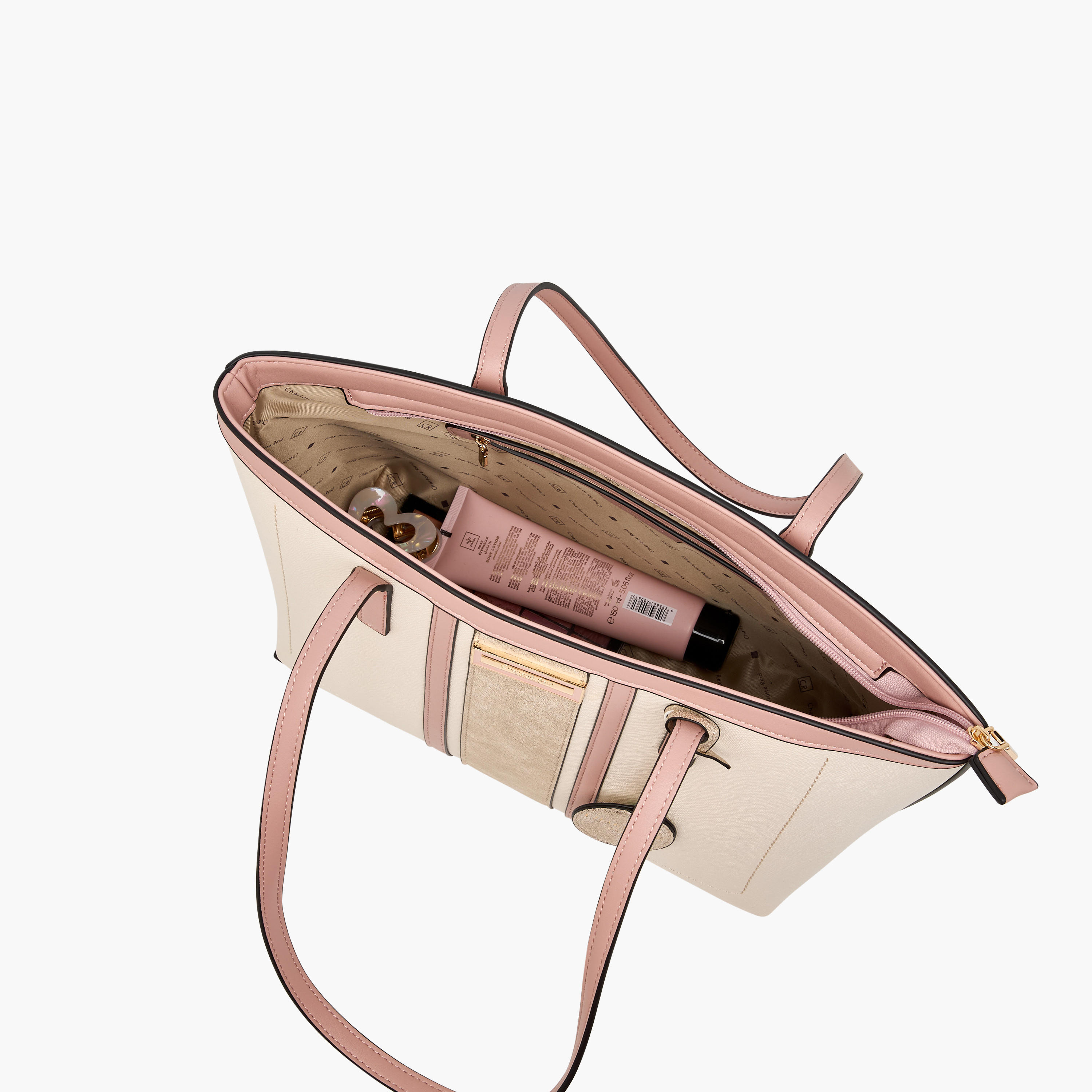 Charlotte Reid Panelled Tote Bag with Zip Closure and Double Handle-women-bagsandwallets-handbags-image-7