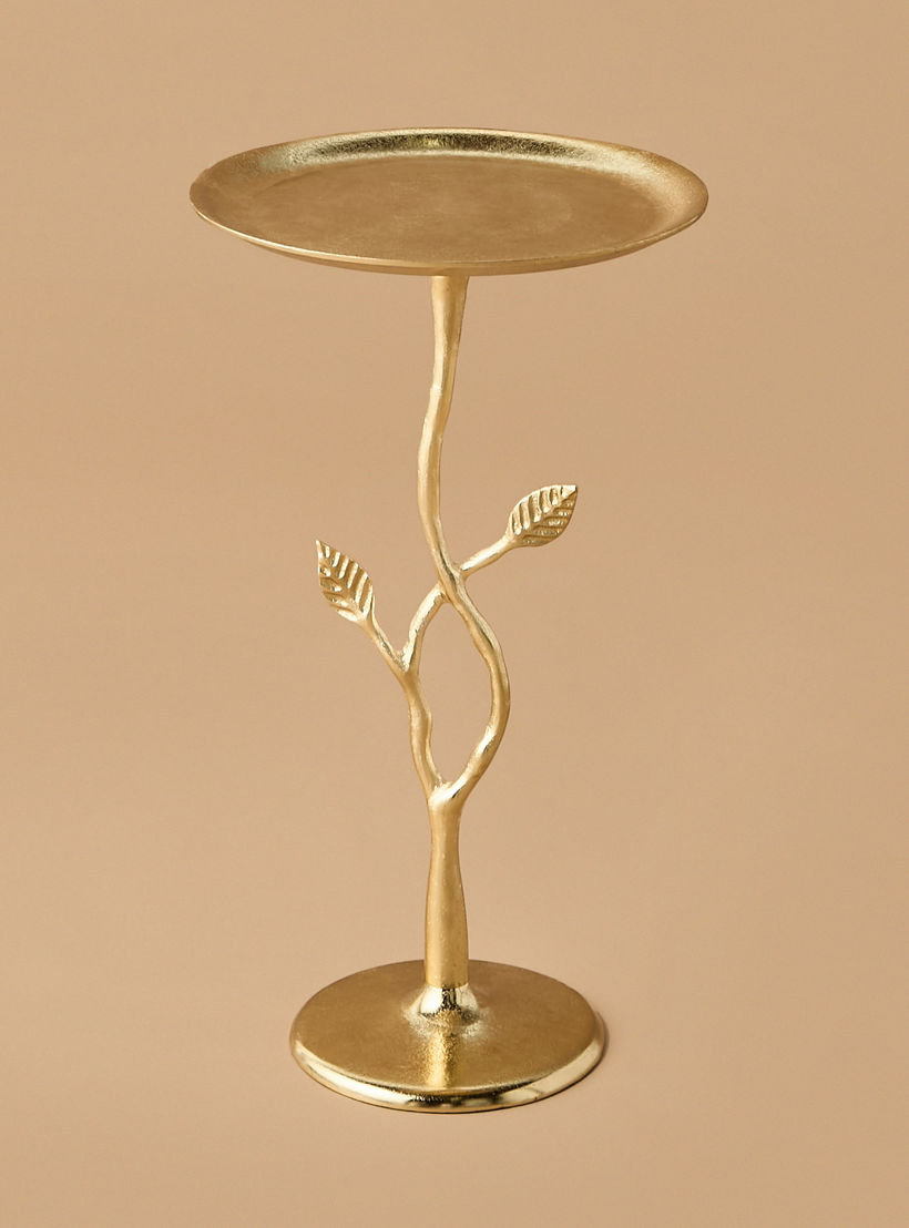 Leaf Mango Wood Pedestal Table - 33x57 cms-furniture-livingroom-sideandendtables-image-2