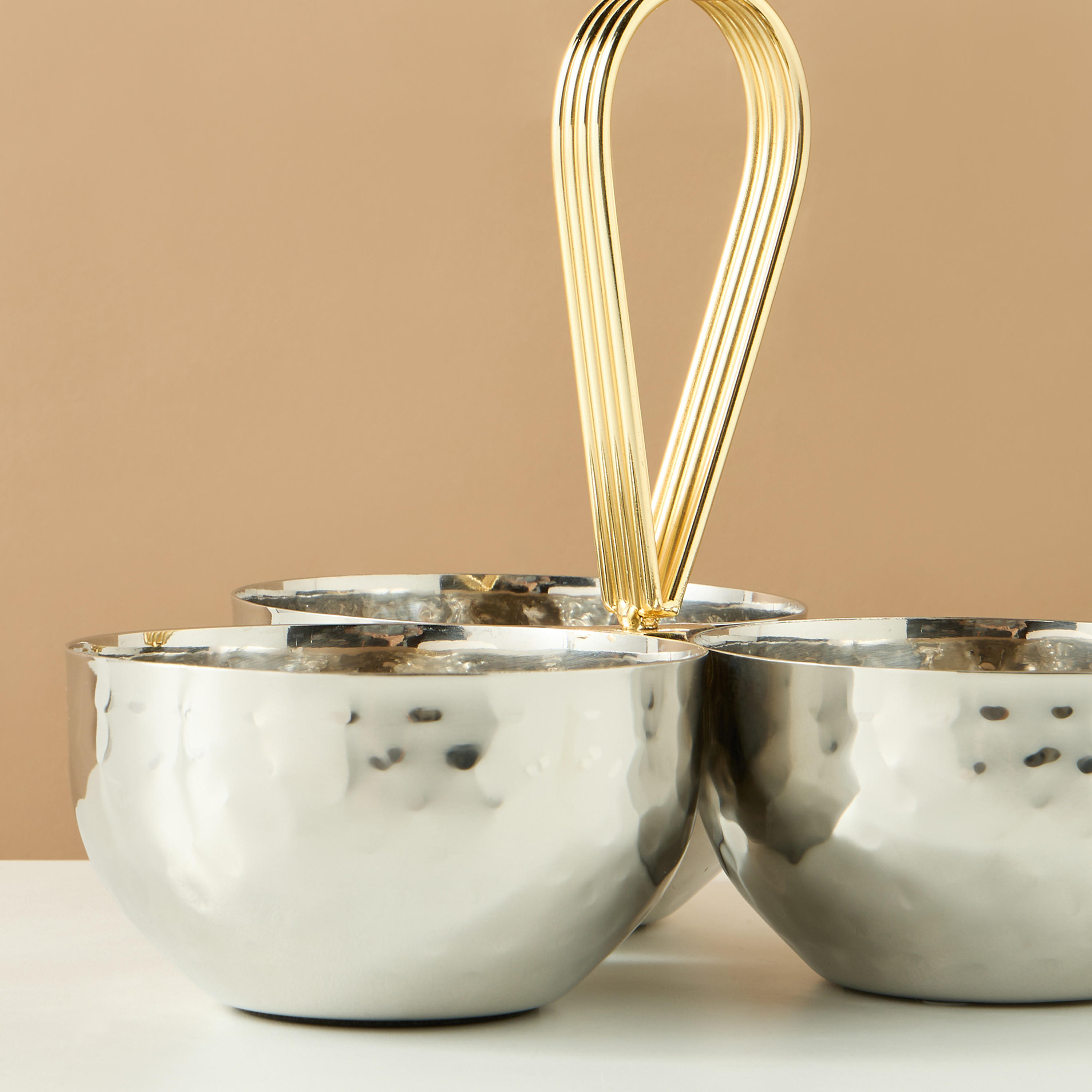 Hammered 3-Compartment Nut Bowl - 19 cms-household-dining-dinnerware-bowls-image-3