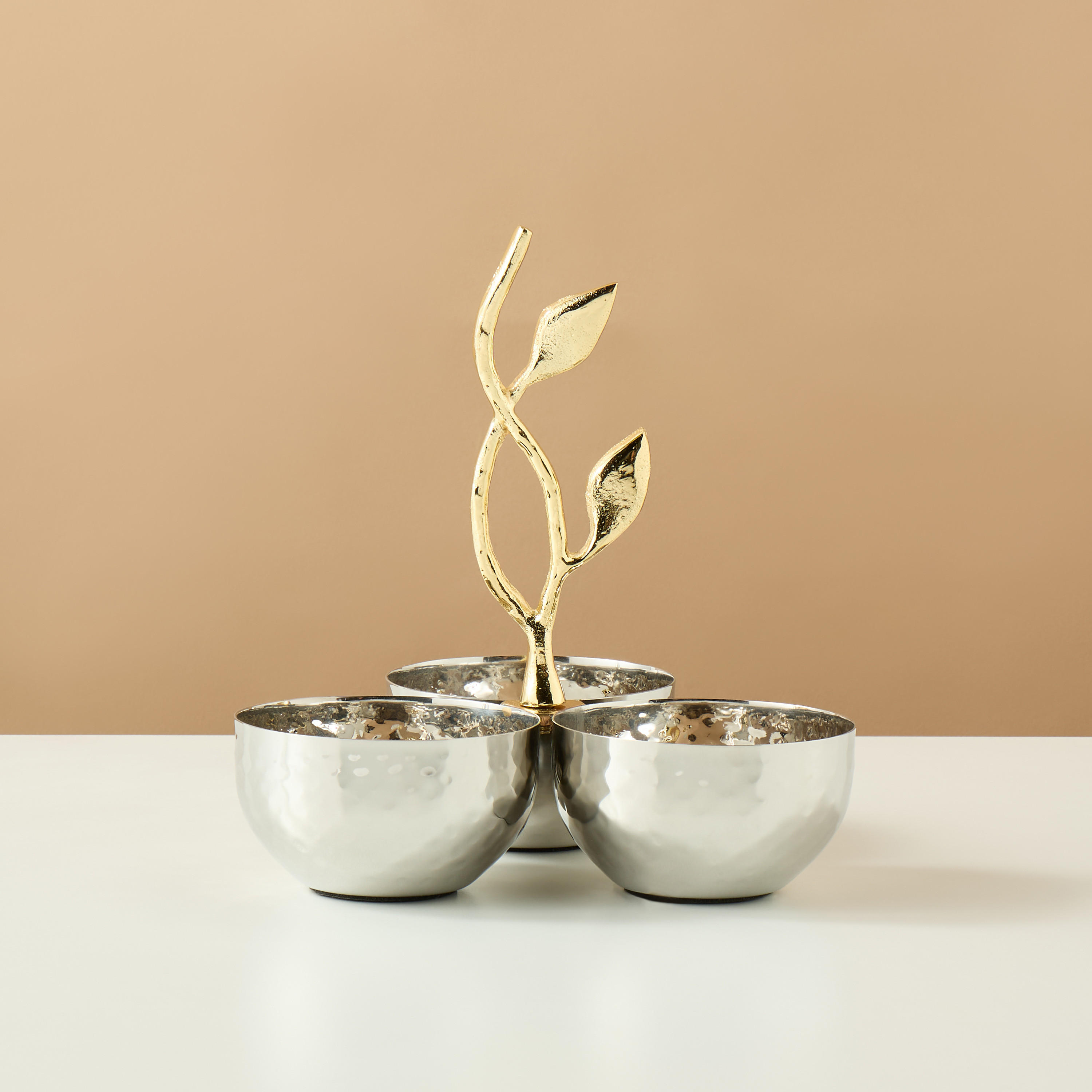 Leaf Accent Triple Serving Bowls-household-dining-dinnerware-bowls-image-1