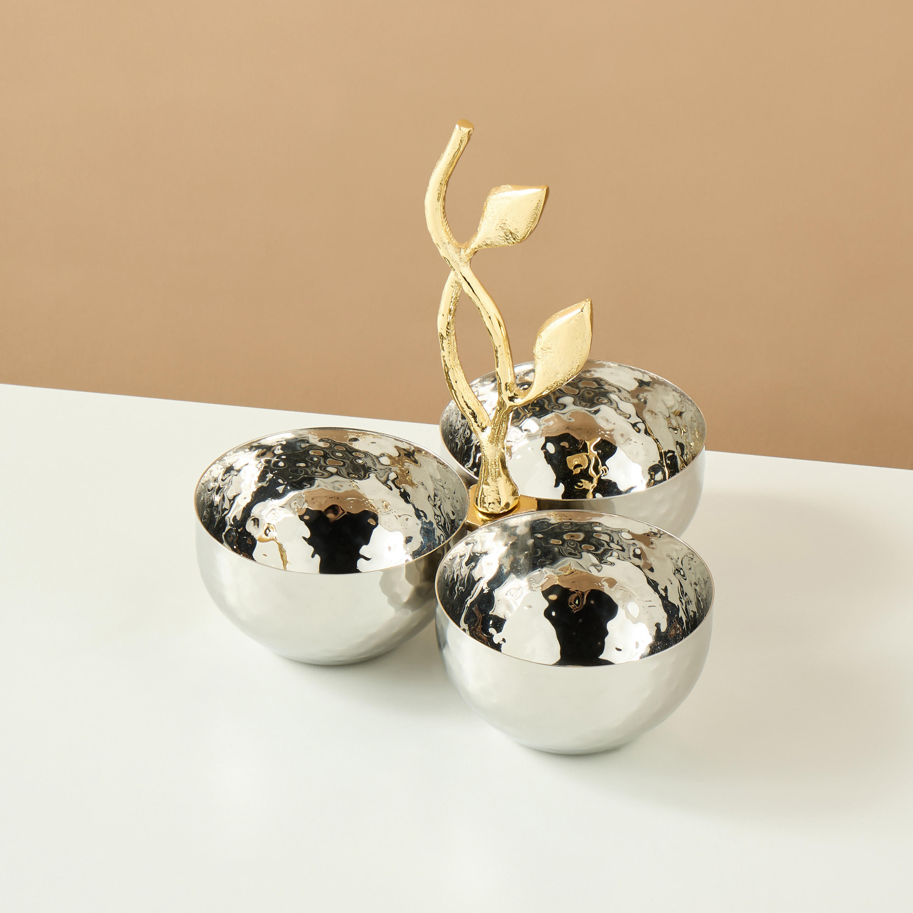 Leaf Accent Triple Serving Bowls-household-dining-dinnerware-bowls-image-2