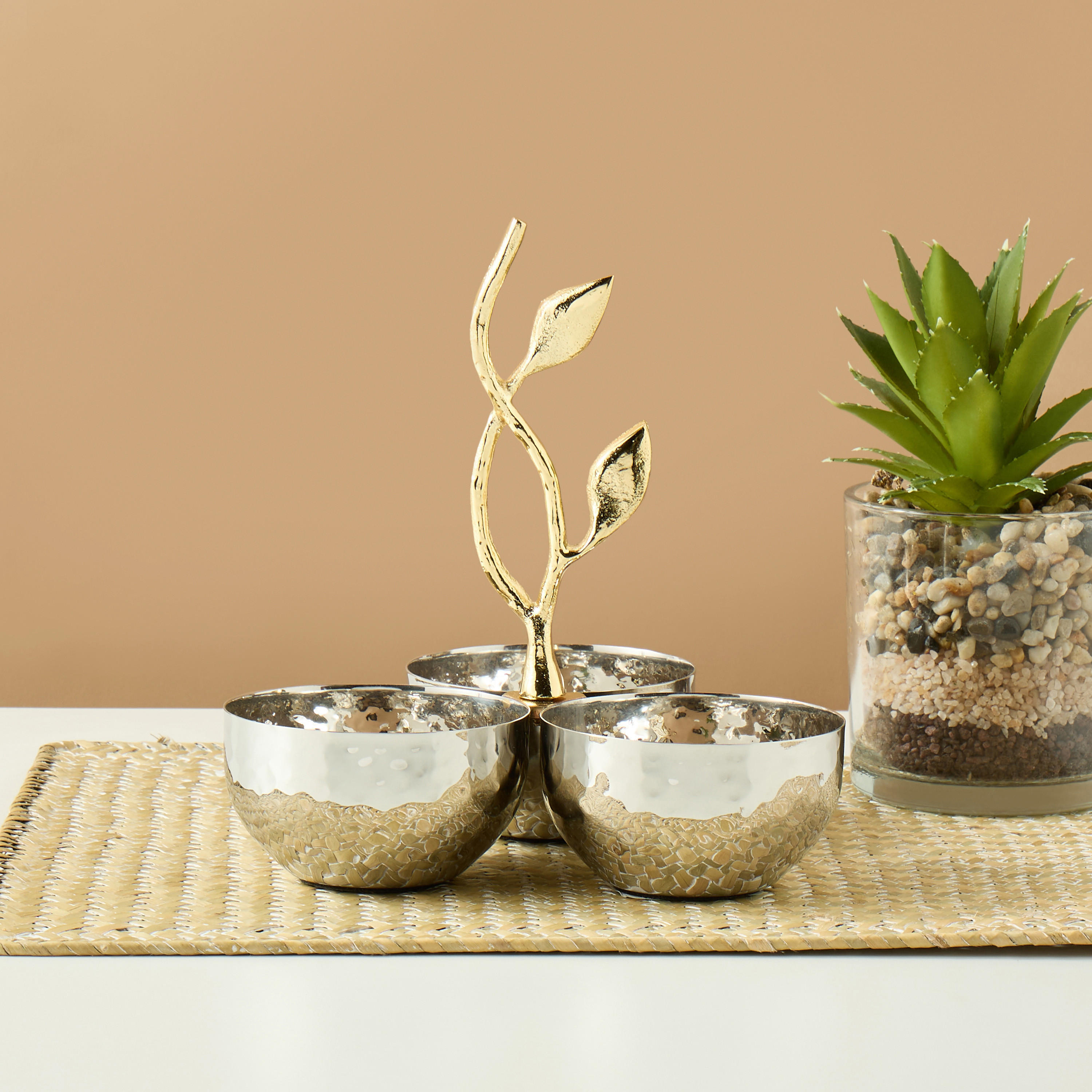 Leaf Accent Triple Serving Bowls-household-dining-dinnerware-bowls-image-4