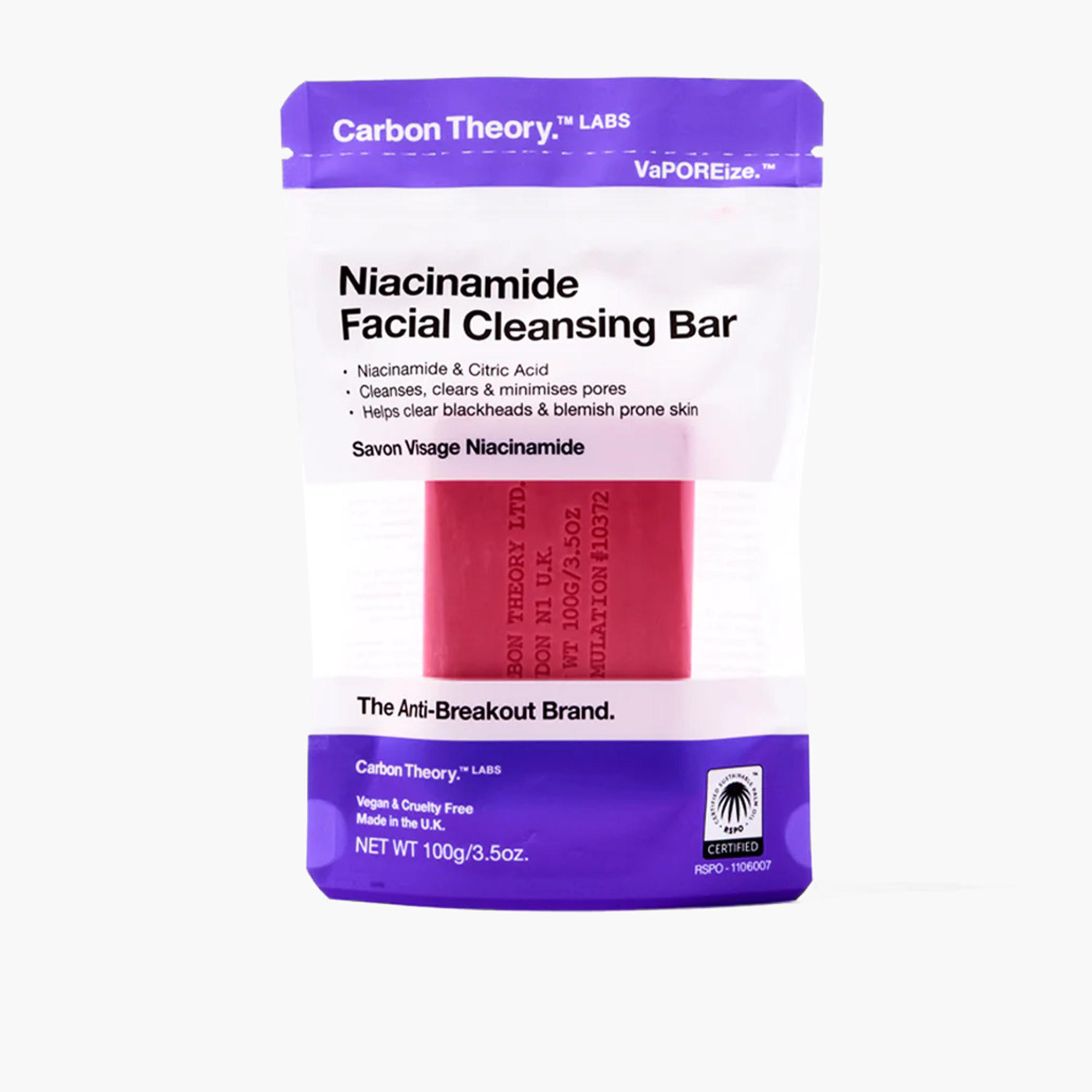 Carbon Theory Niacinamide Facial Cleansing Bar - 100 gms-beautyandpersonalcare-bathandbody-bathandshower-soaps-image-1