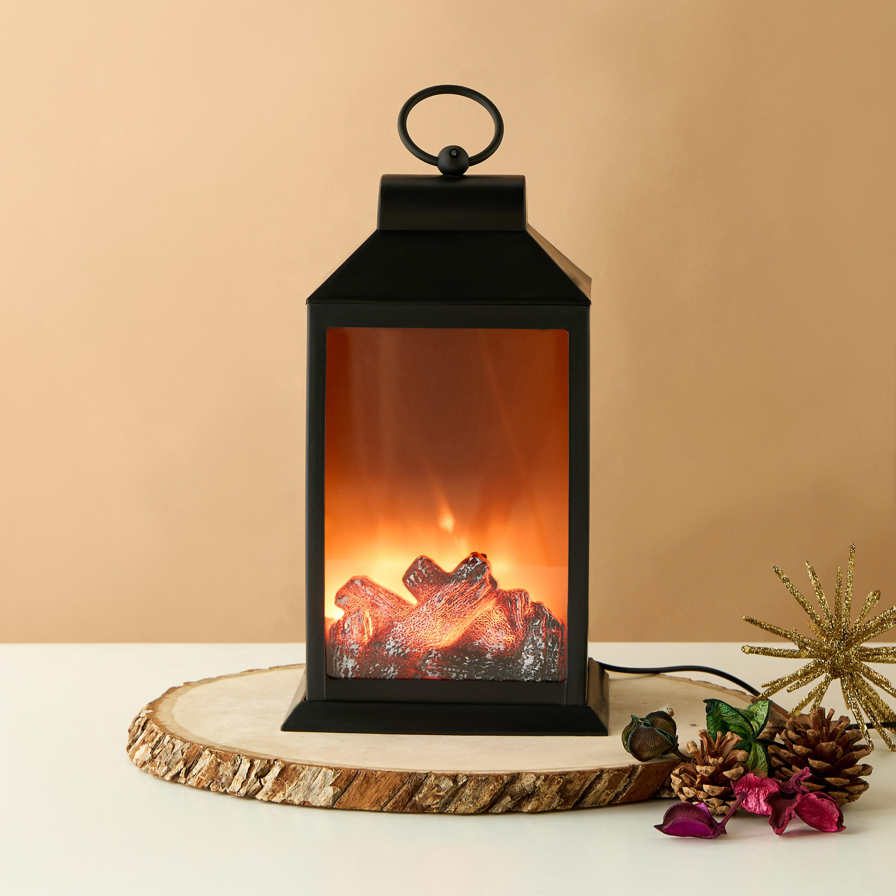 Flameless Portable LED Fire Flame Lantern with USB - 27 cms-household-decor-candleholdersandlanterns-image-1